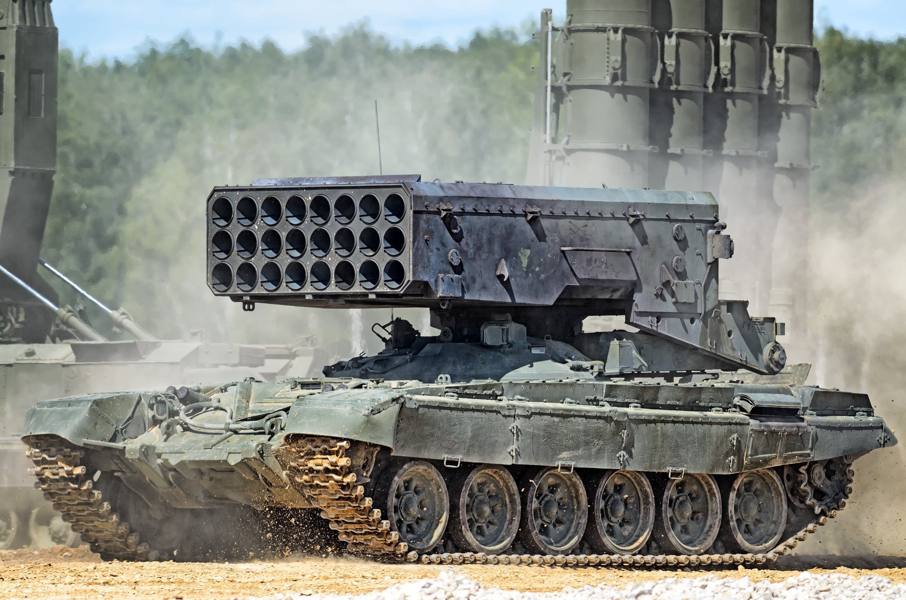 The Russian army’s TOS heavy flamethrower system can be armed with thermobaric rockets. Photo: Shutterstock