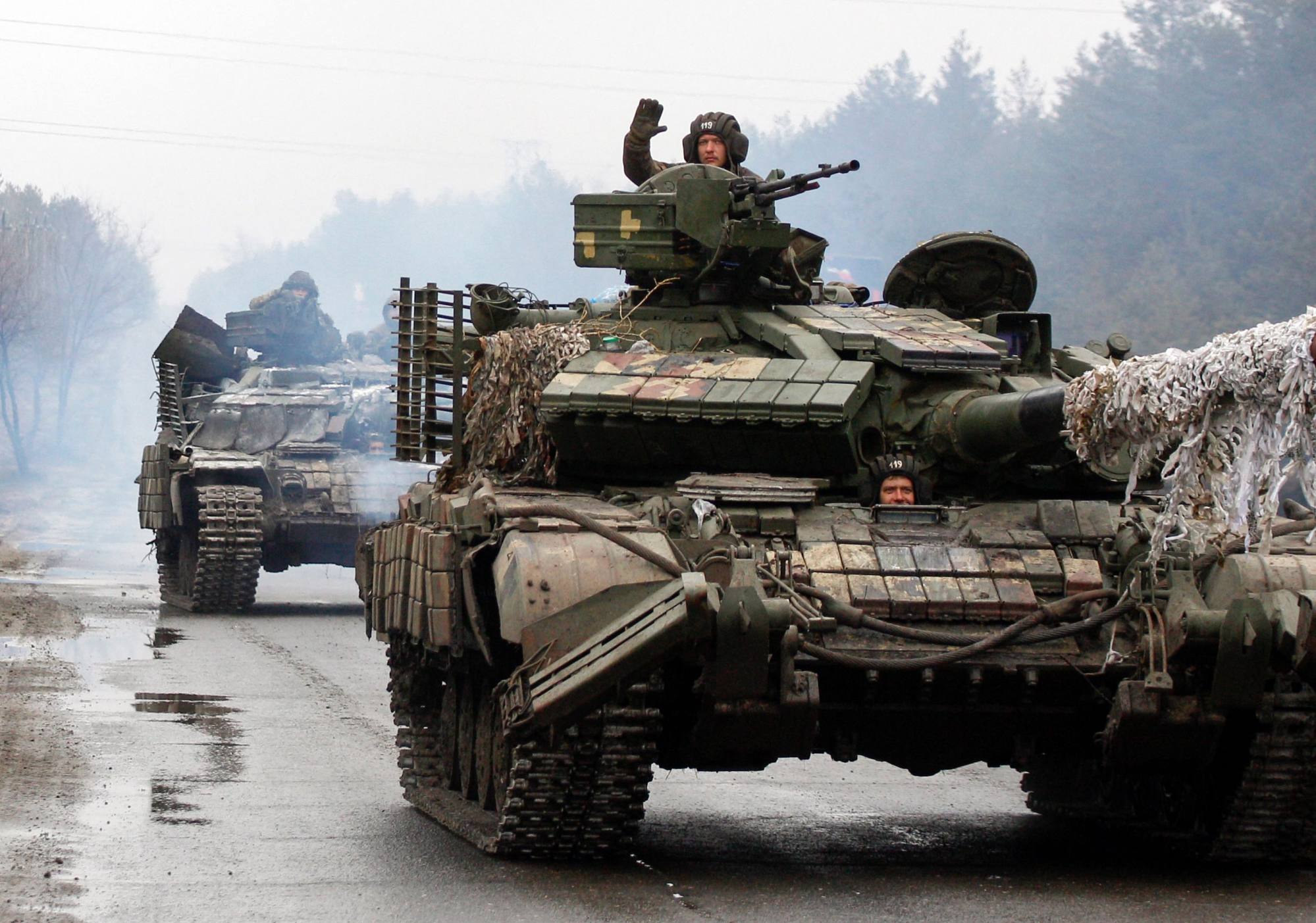 Ukrainian soldiers heading towards the front line with Russian forces last week. Photo: AFP