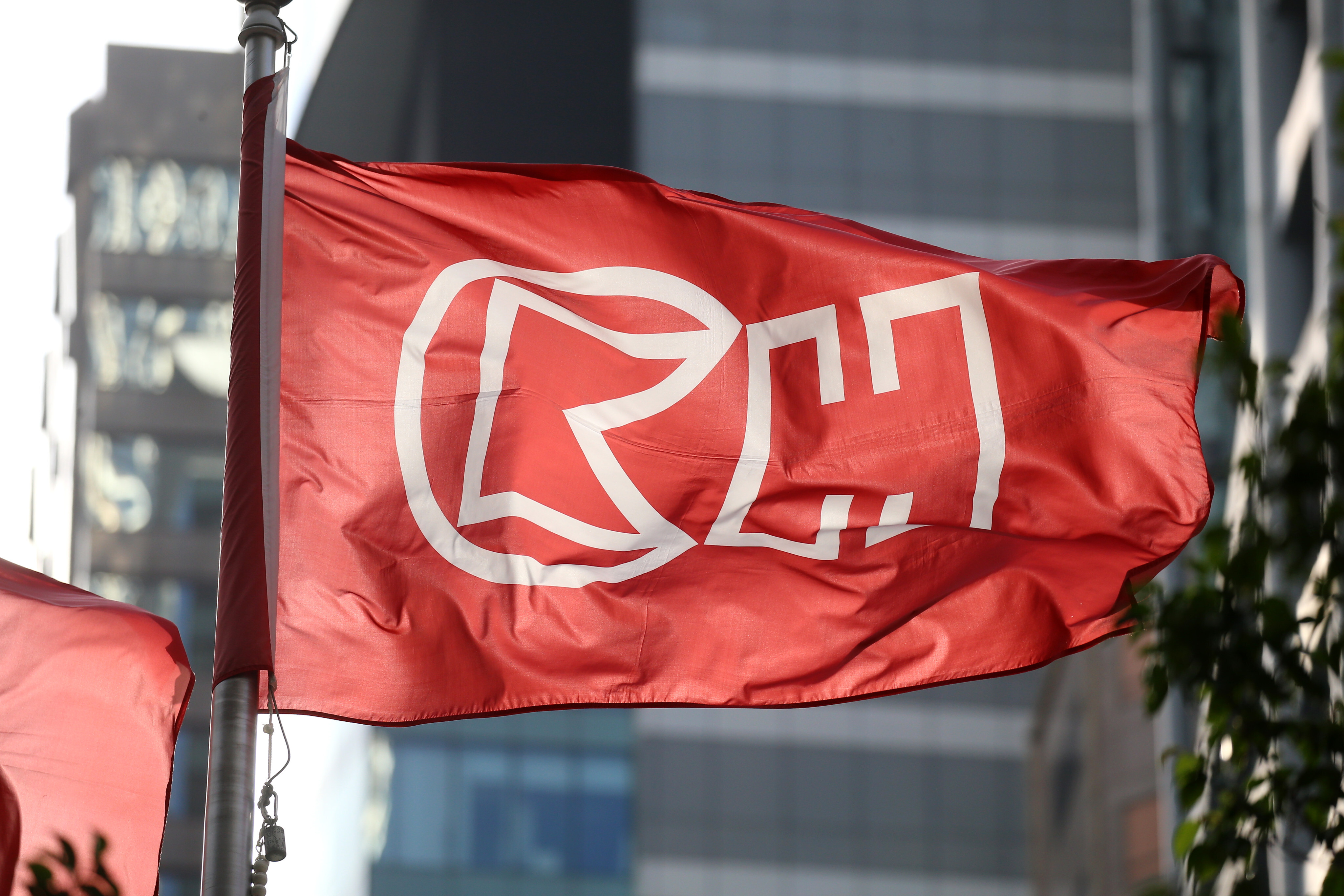 Close up of a flag outside the Cheung Kong Center photographed in Central. Photo: SCMP / Dickson Lee
