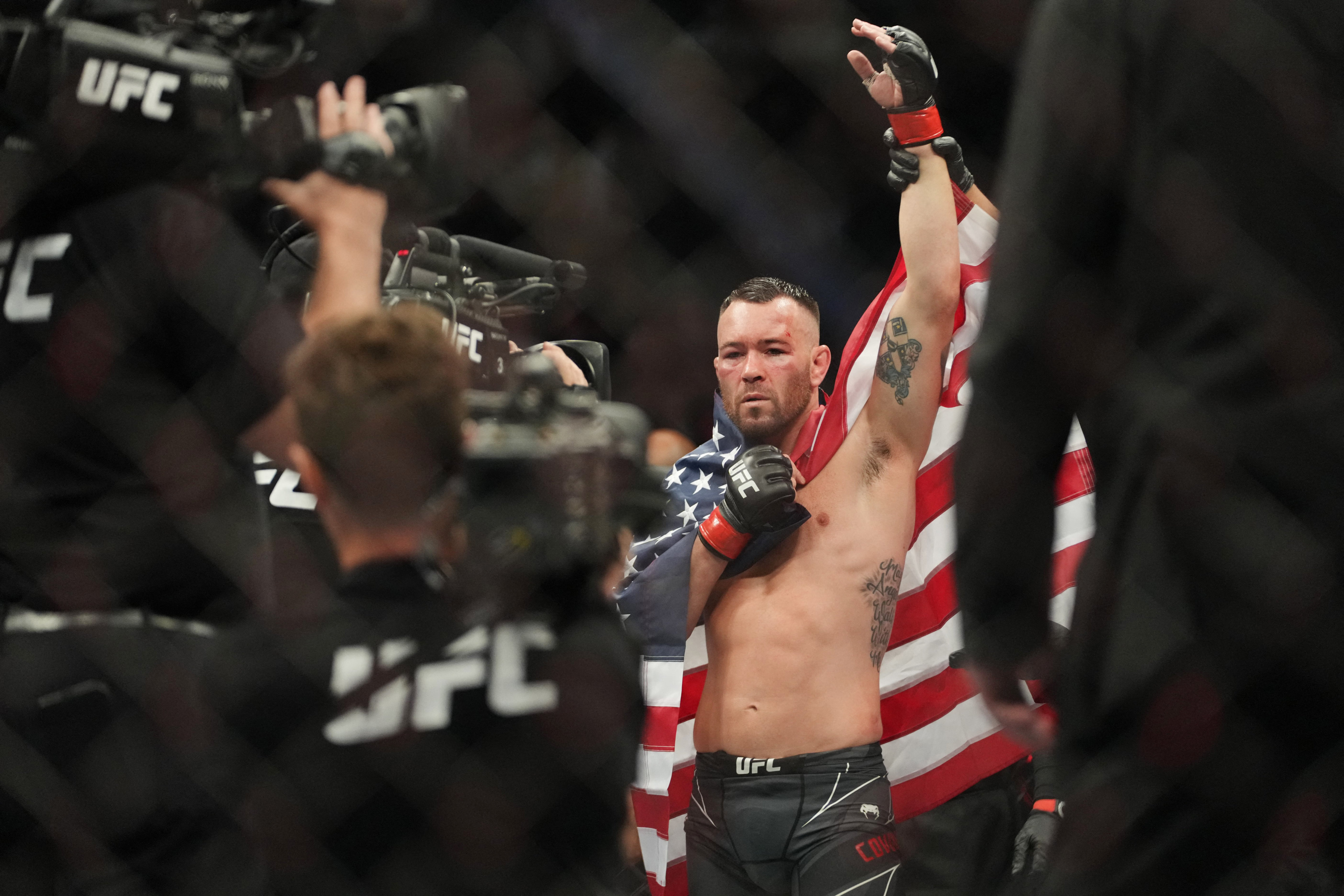 Colby Covington a unanimous decision victory over Jorge Masvidal at UFC 272 in Las Vegas. Photo: Stephen R. Sylvanie-USA TODAY Sports