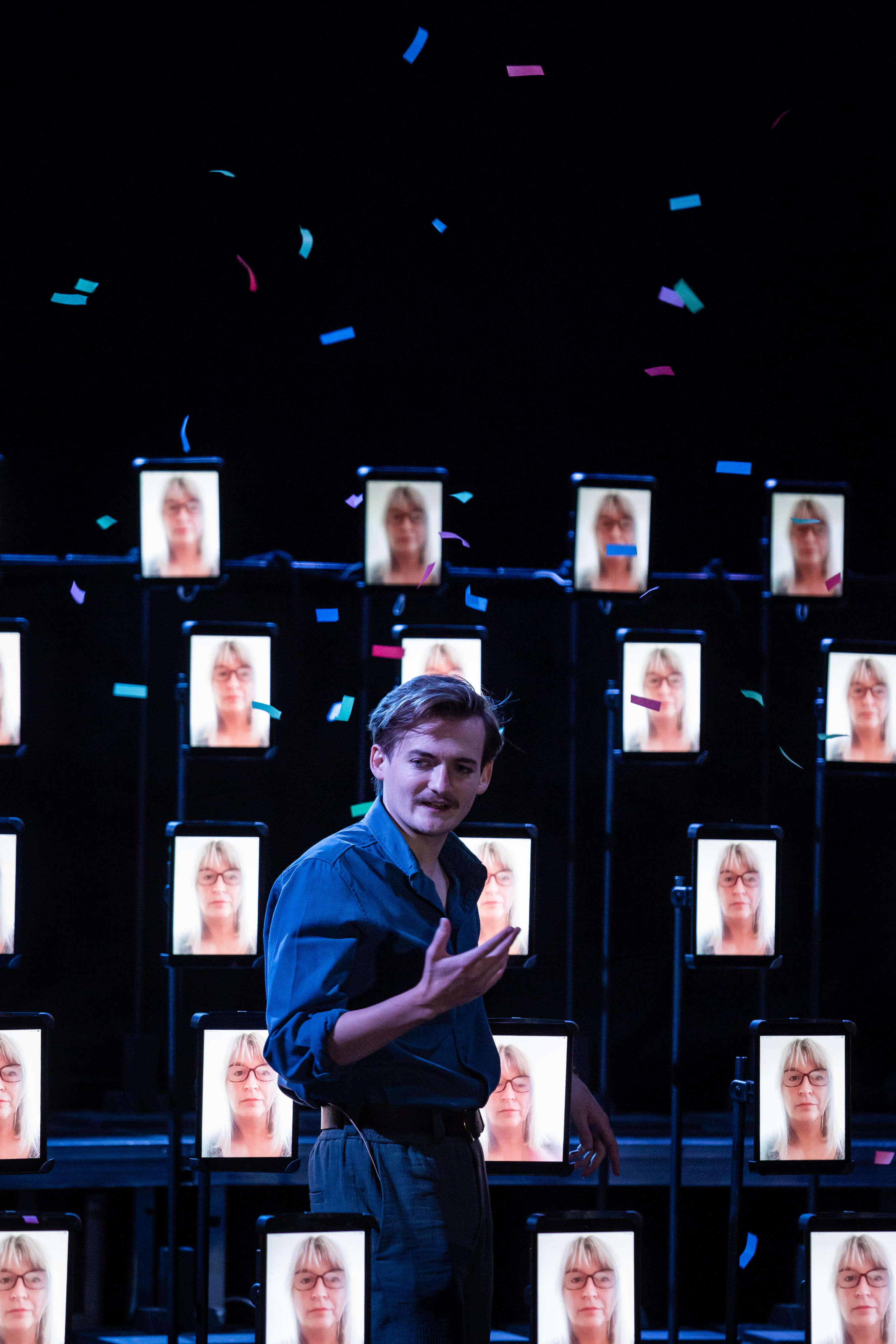Jack Gleeson plays a character exploring the world of transhumanism in the hi-tech online theatre production of ‘To Be A Machine (Version 1.0)’. Photo: Ste Murray