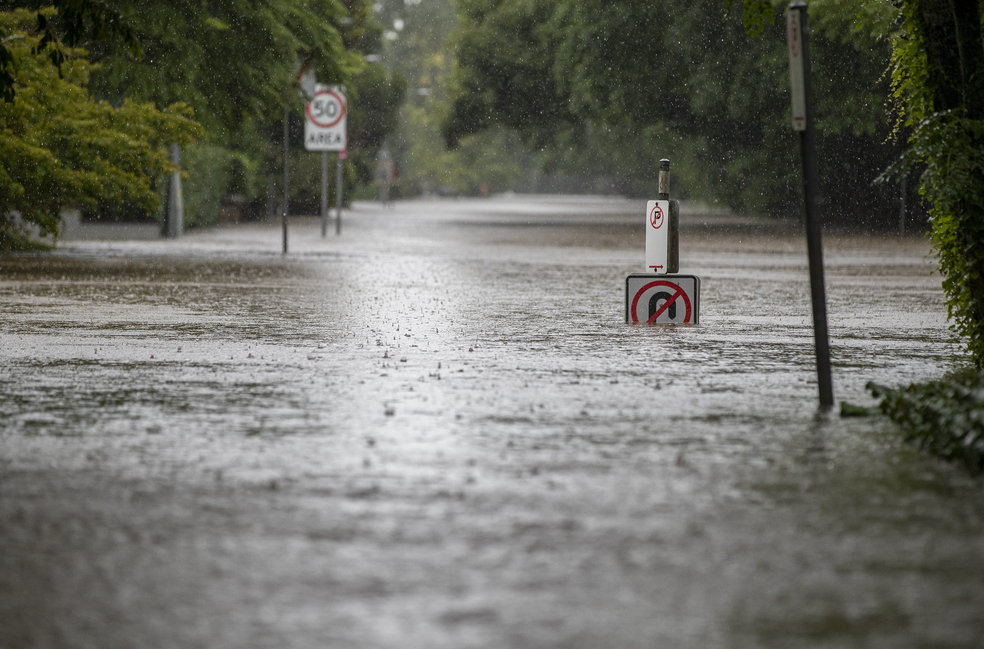 A flooded road is seen in New South Wales, Australia on Tuesday. Photo: Xinhua