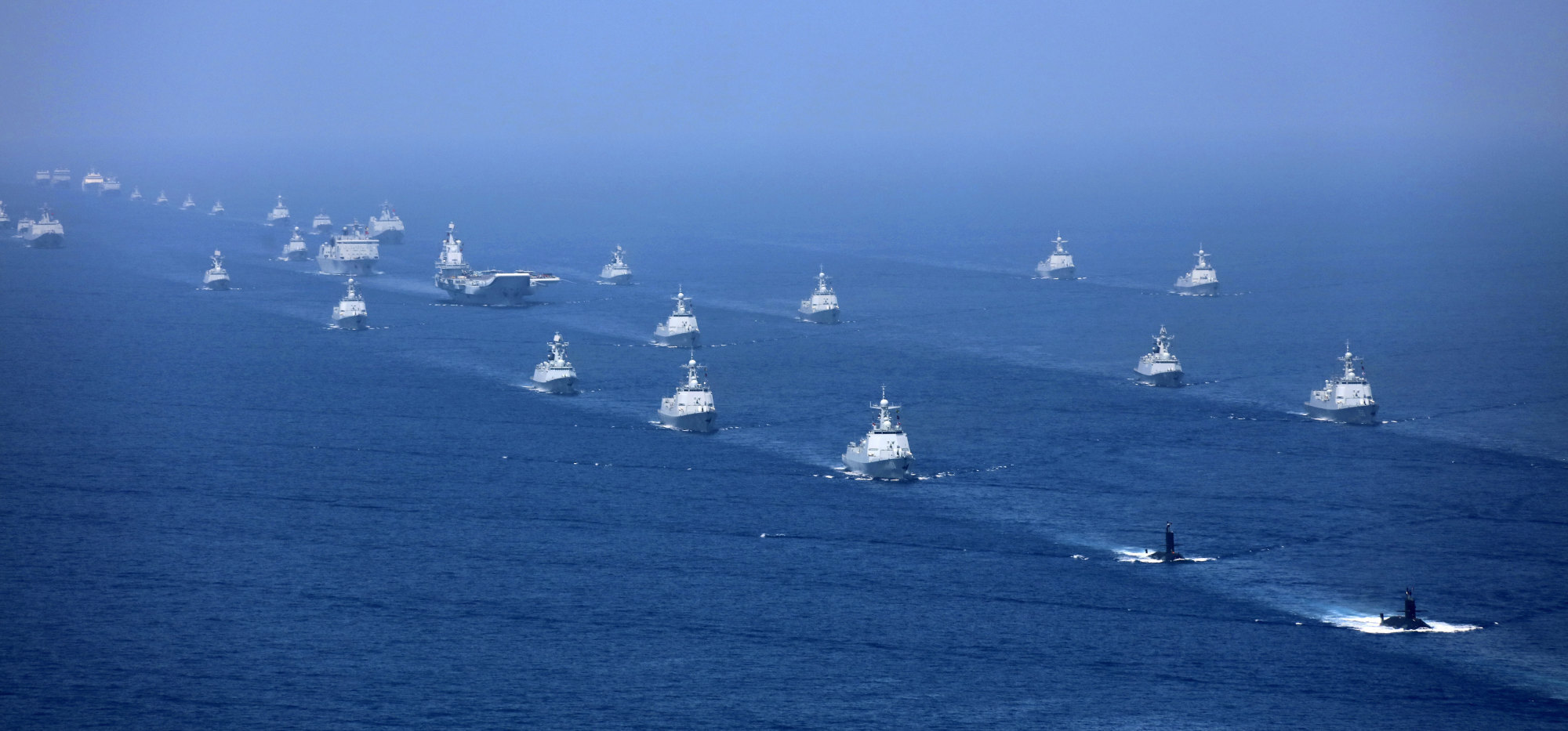 China’s Liaoning aircraft carrier is accompanied by navy frigates and submarines conducting an exercises in the South China Sea. Photo: Xinhua via AP