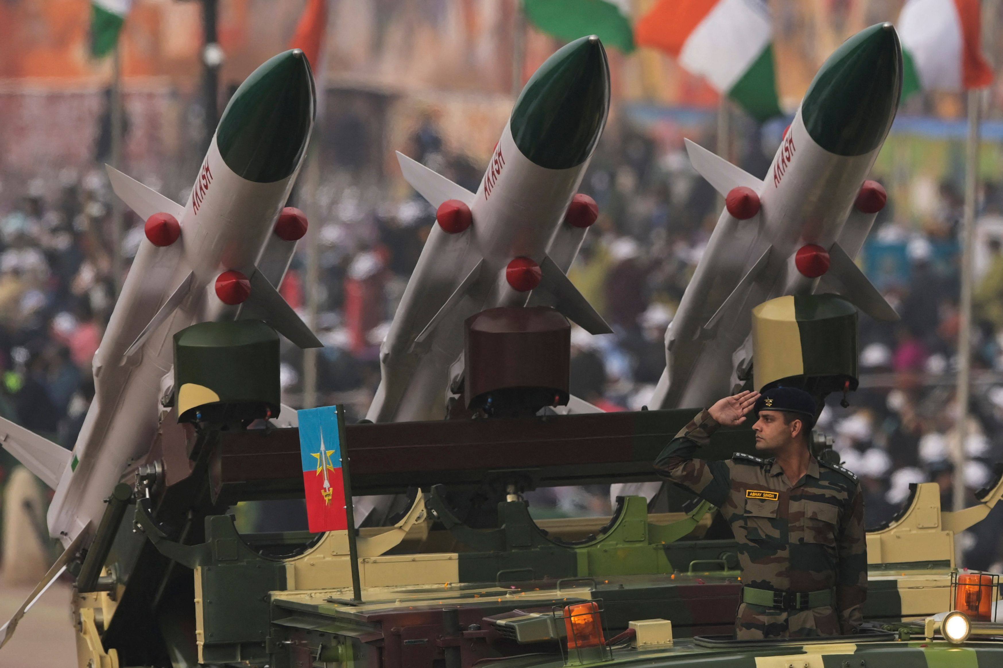 An Akash missile system in India. Photo:  AFP