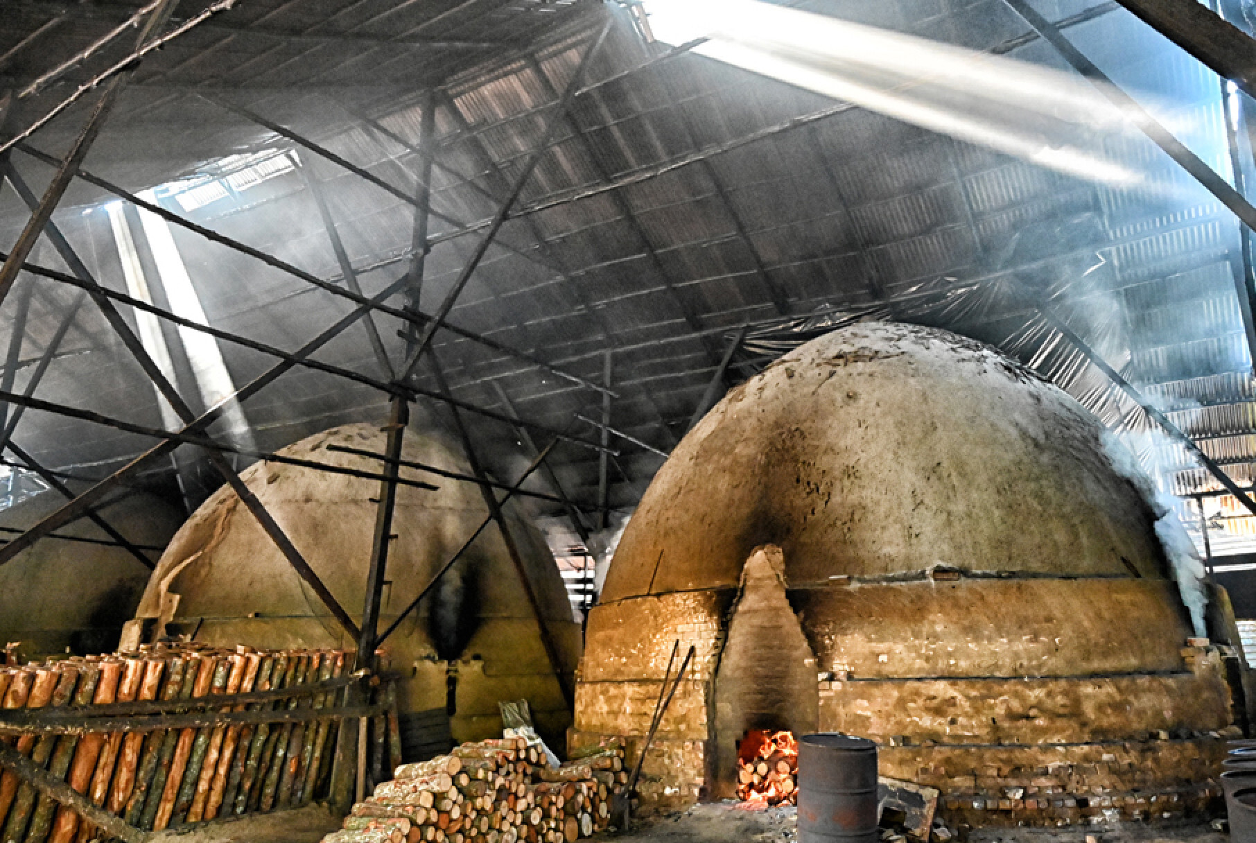 Each charcoal-making factory has from two to 15 kilns. Photo: Philippe Durant