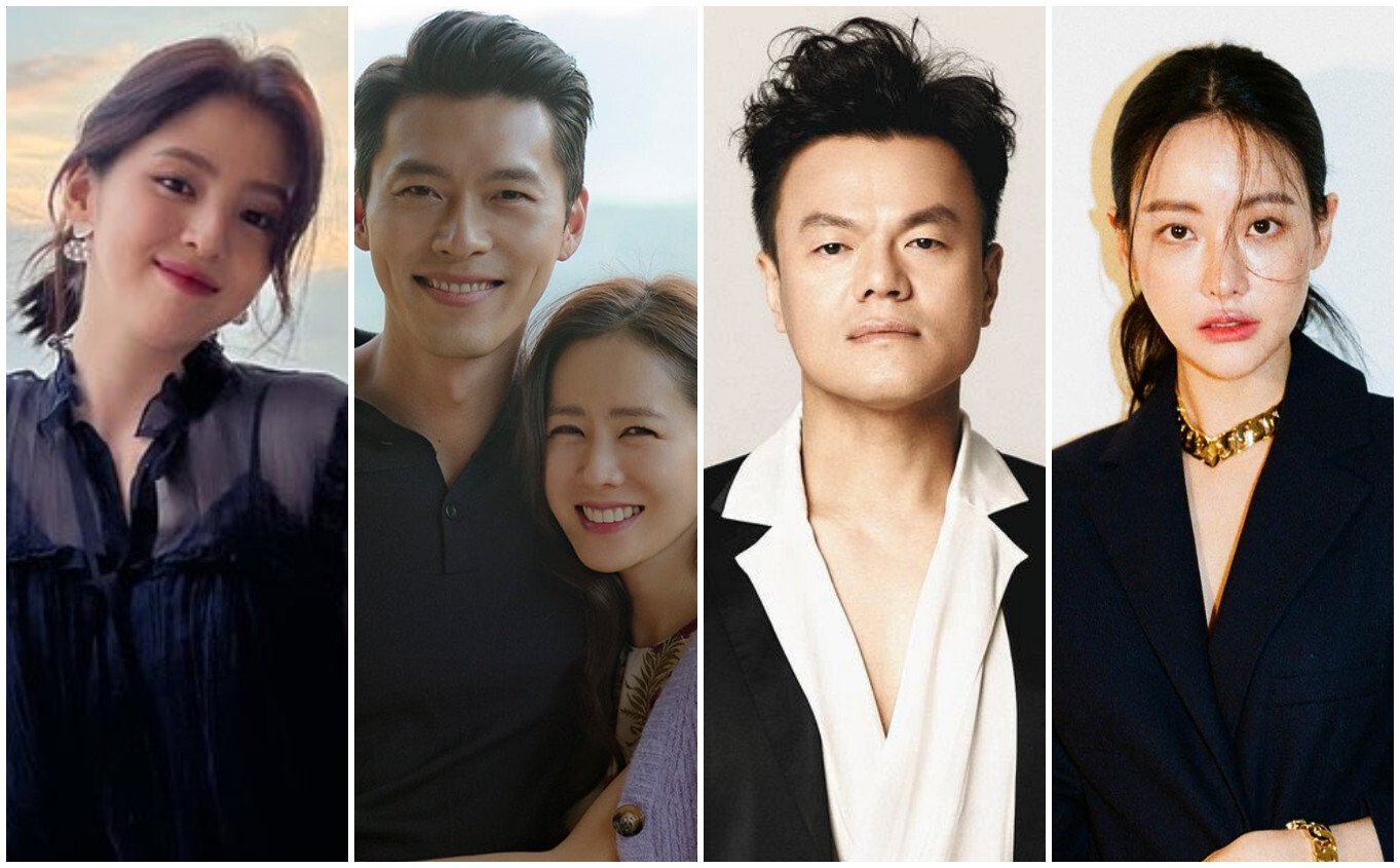 Meet the wealthy K-stars living in Seoul’s luxurious Achiul neighbourhood: Han So-hee, Hyun Bin and Son Ye-jin, Park Jin-young and Jo Sung-mo. Photos: @xeesoxee, @ohvely22/Instagram; TVN; @pafe184/Twitter 