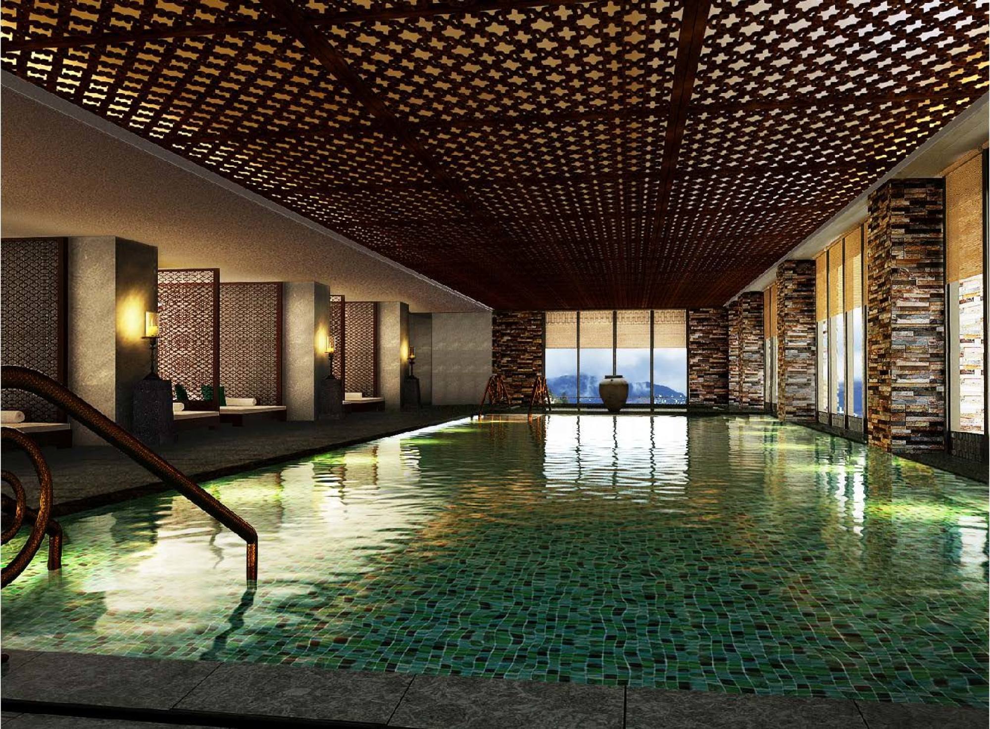 The swimming pool at the Ritz-Carlton Reserve in Jiuzhaigou.