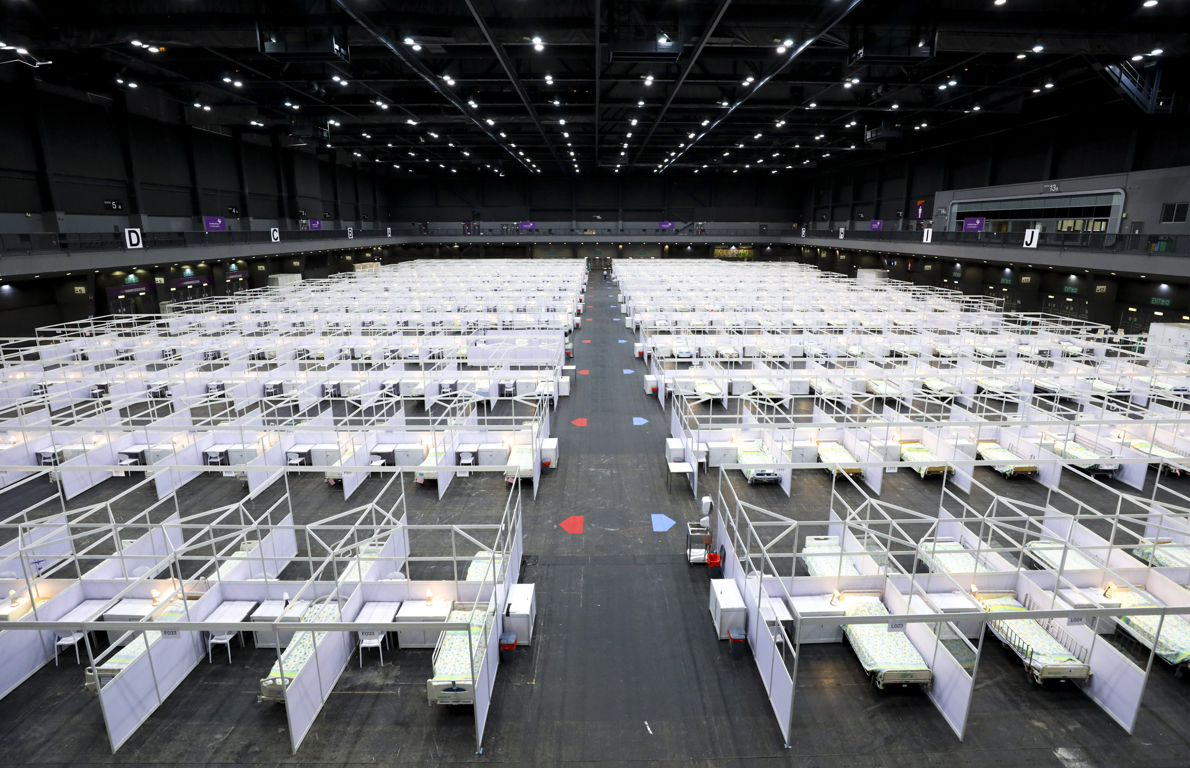 Beds set up for Covid-19 patients at AsiaWorld-Expo. Photo: Dickson Lee