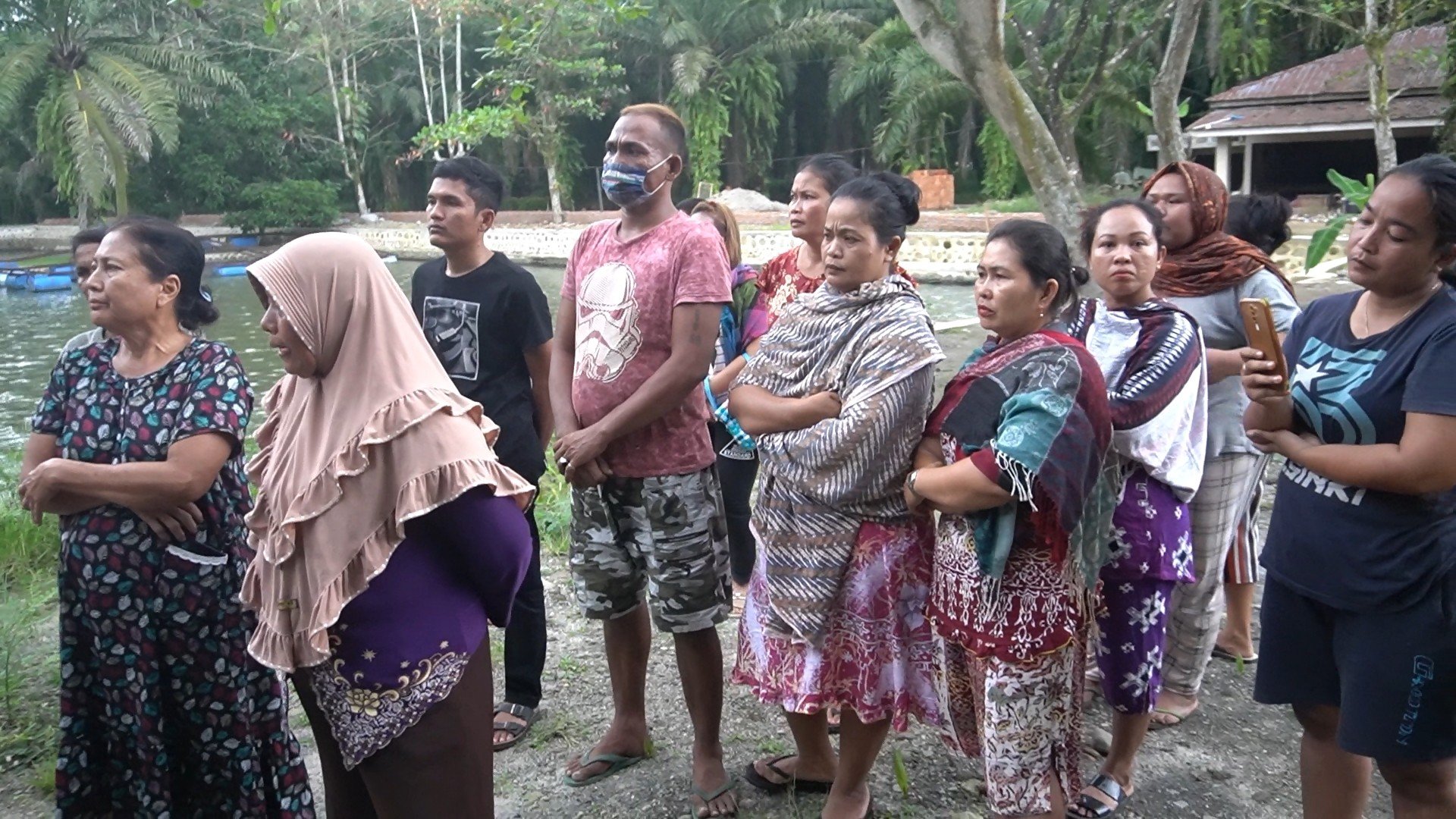 Local residents in Langkat gather to denounce the allegations of torture at the rehabilitation centre. Photo: Ahmad Rafii