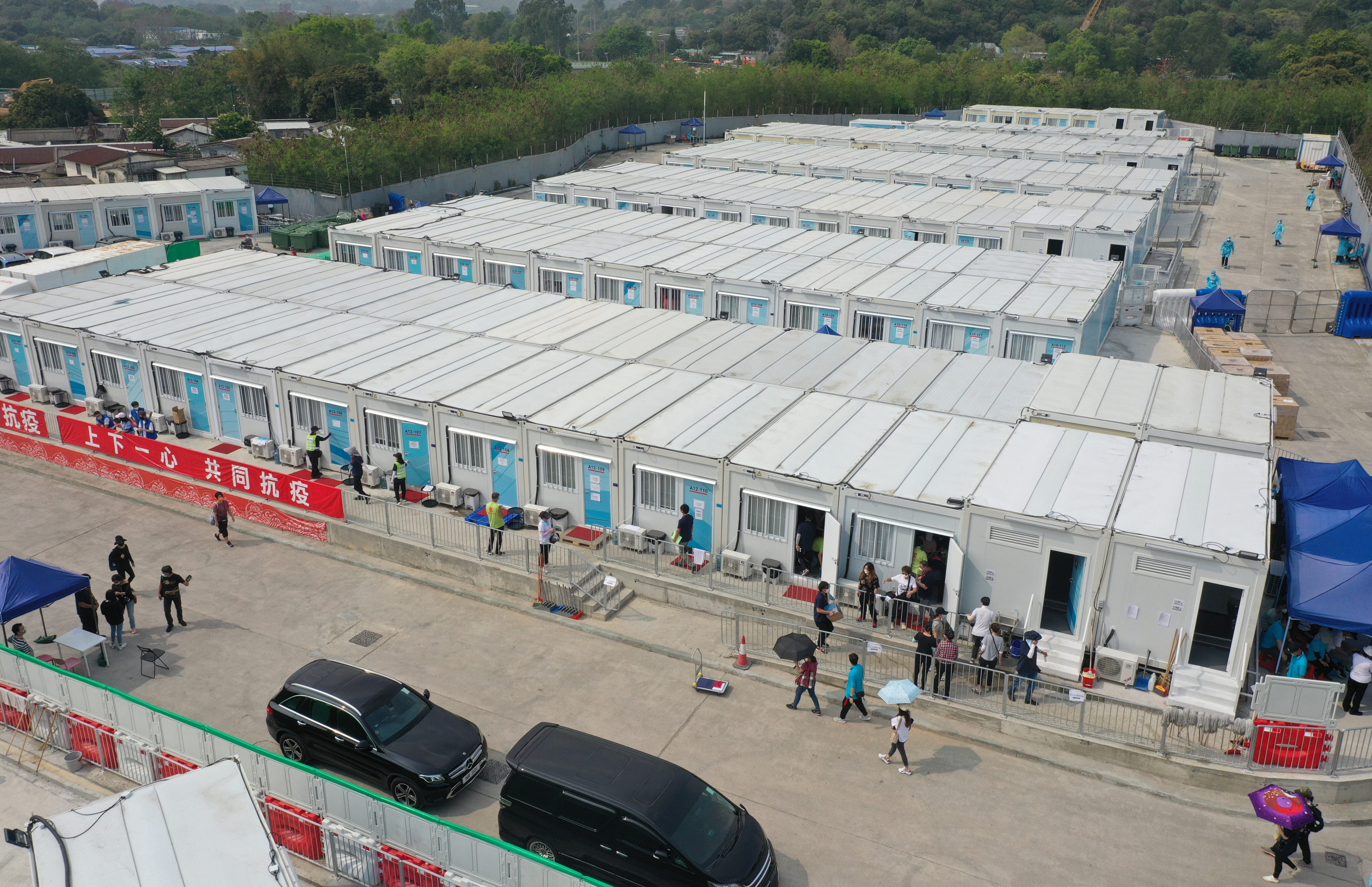 A community isolation facility in Fanling for residents with mild symptoms. Photo: Felix Wong