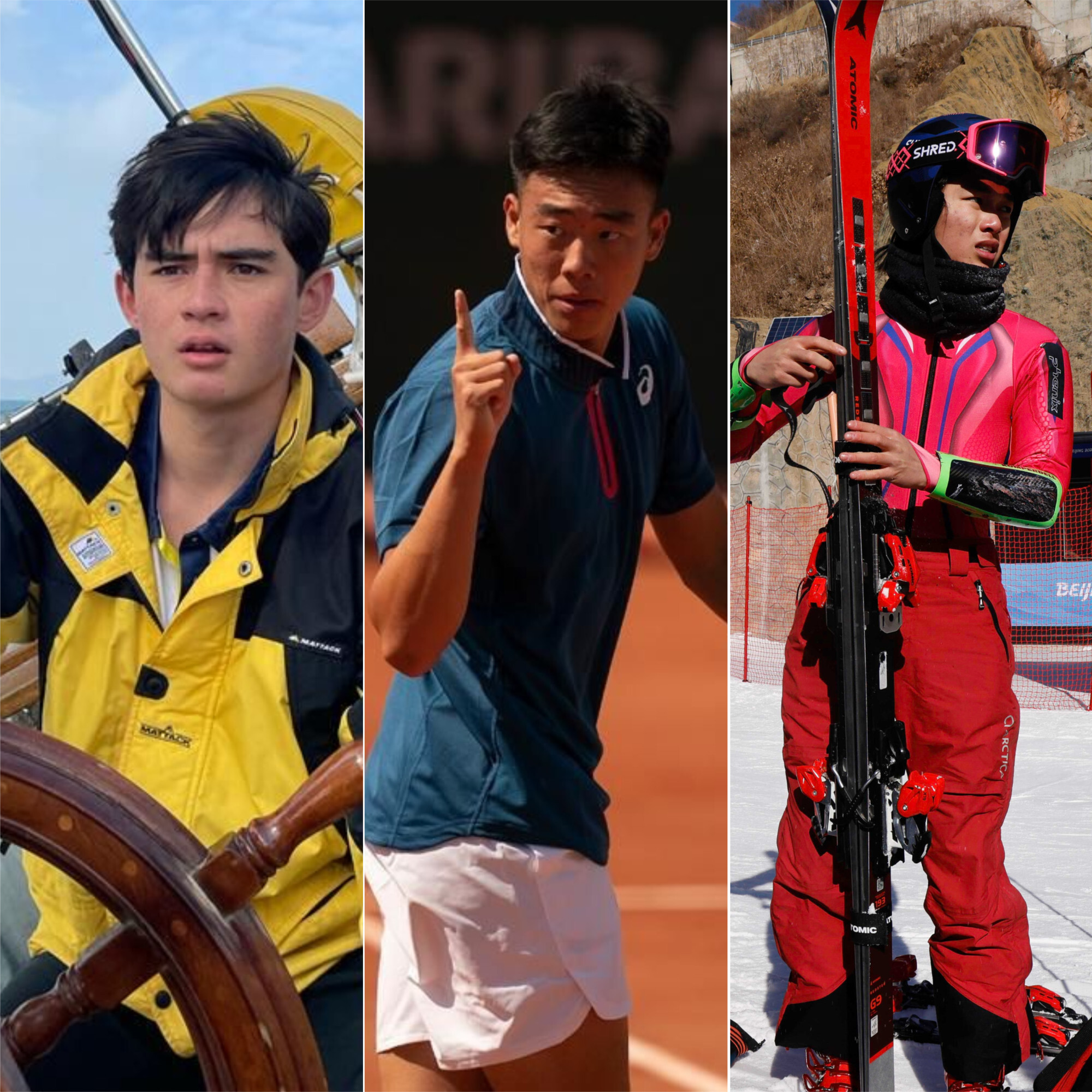 (From left) Hong Kong sailor Russell Aylsworth, tennis player Coleman Wong Chak-lam, and alpine skier Adrian Yung Hau-tsuen will study at the University of Hong Kong for its Top Athletes Direct Admission Scheme event. Photo: Handouts   