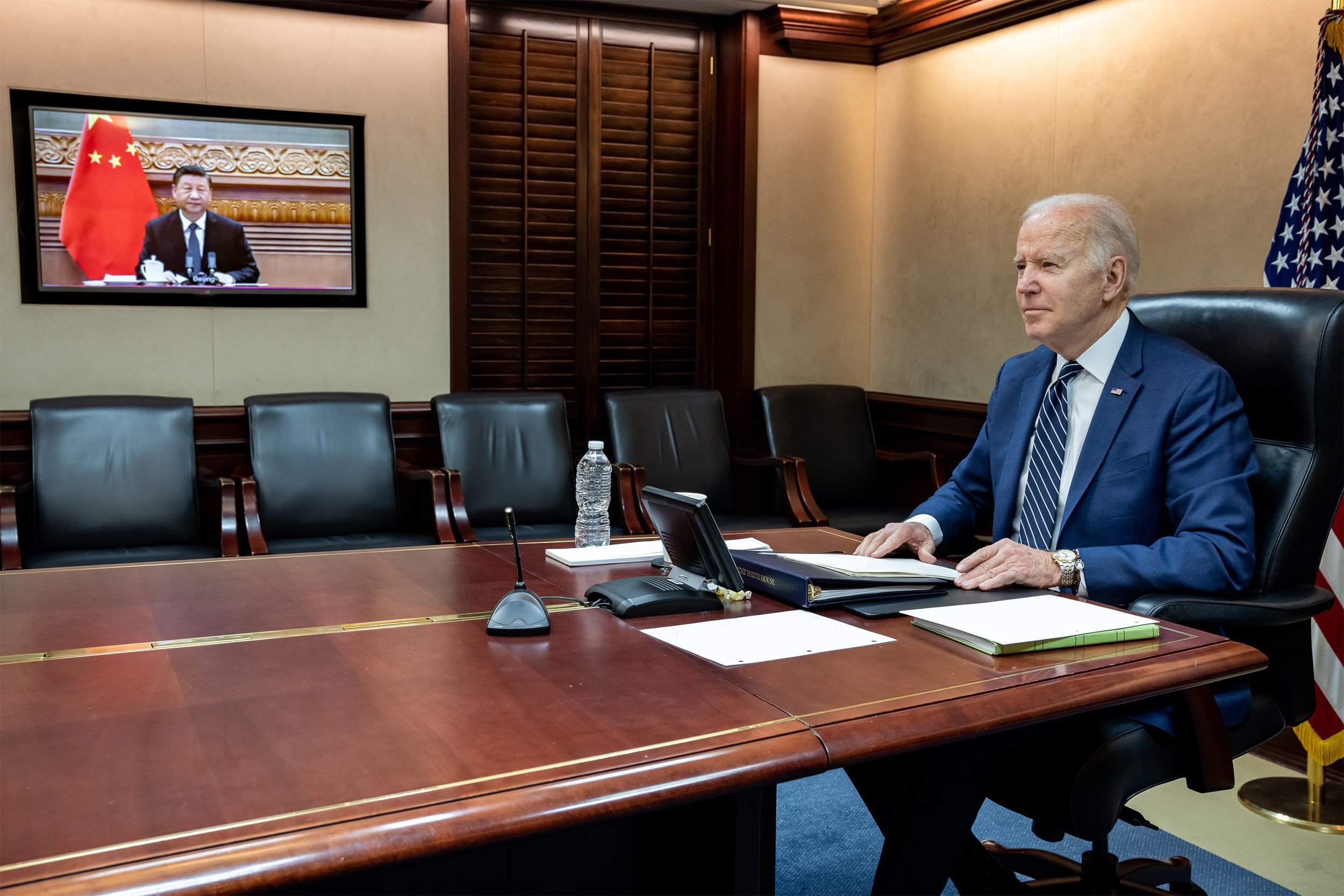 US President Joe Biden and Chinese President Xi Jinping hold a virtual meeting on March 17 to discuss the Ukraine crisis. Photo: Handout
