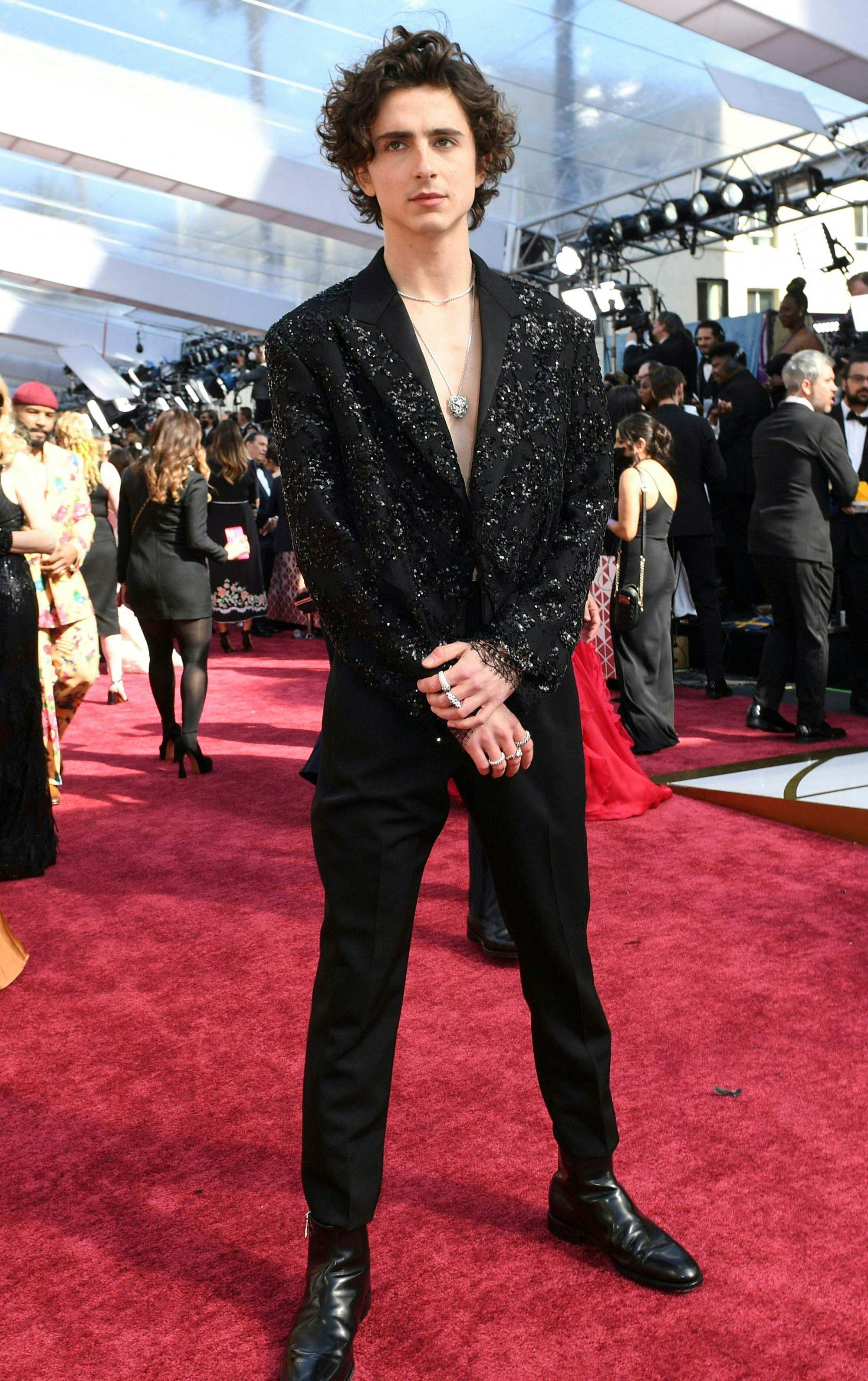 US-French actor Timothée Chalamet wears a Louis Vuitton suit and jewellery from Cartier as he attends the 94th Oscars at the Dolby Theatre in Hollywood, California, on March 27. Photo: AFP