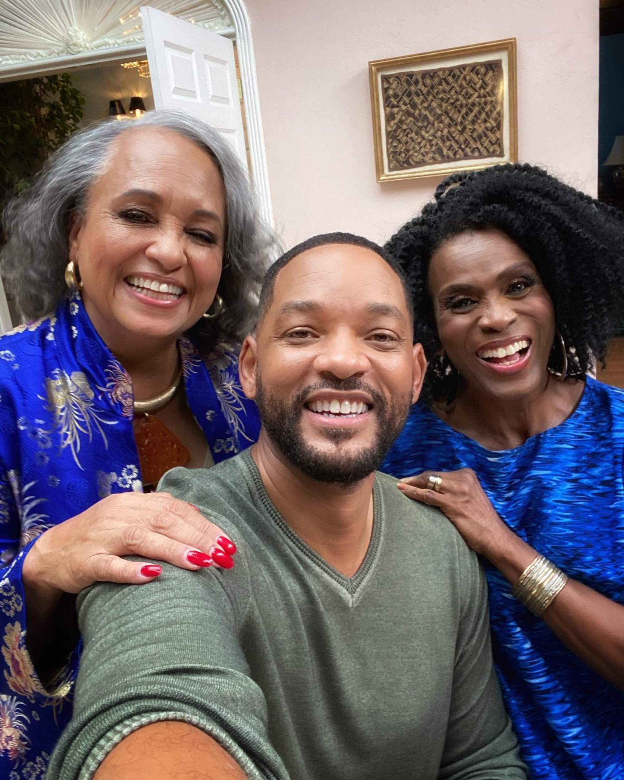Will Smith with Daphne Maxwell Reid and Janet Hubert, who both played Aunt Vivian in The Fresh Prince of Bel-Air. Photo: @willsmith/Instagram