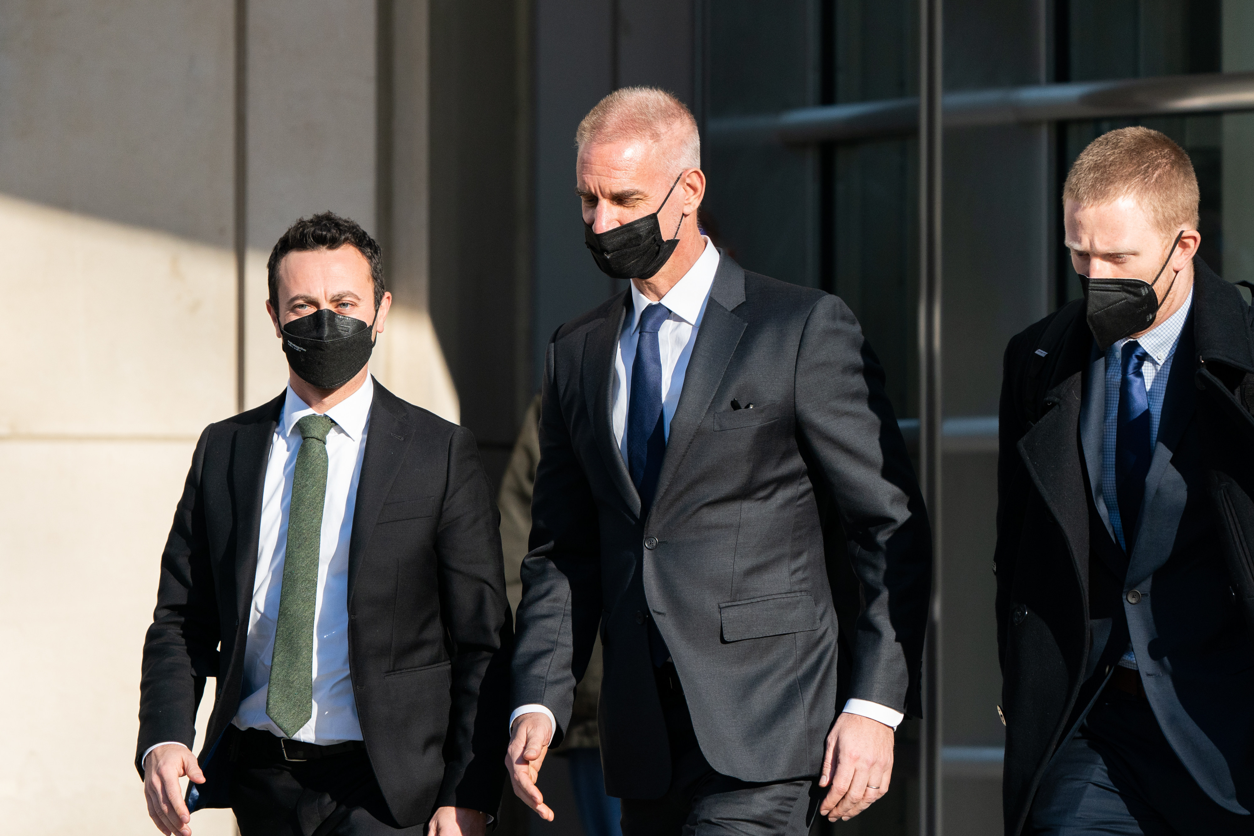 Former Goldman banker Tim Leissner (right) departs from federal court in Brooklyn, New York. File photo: Bloomberg