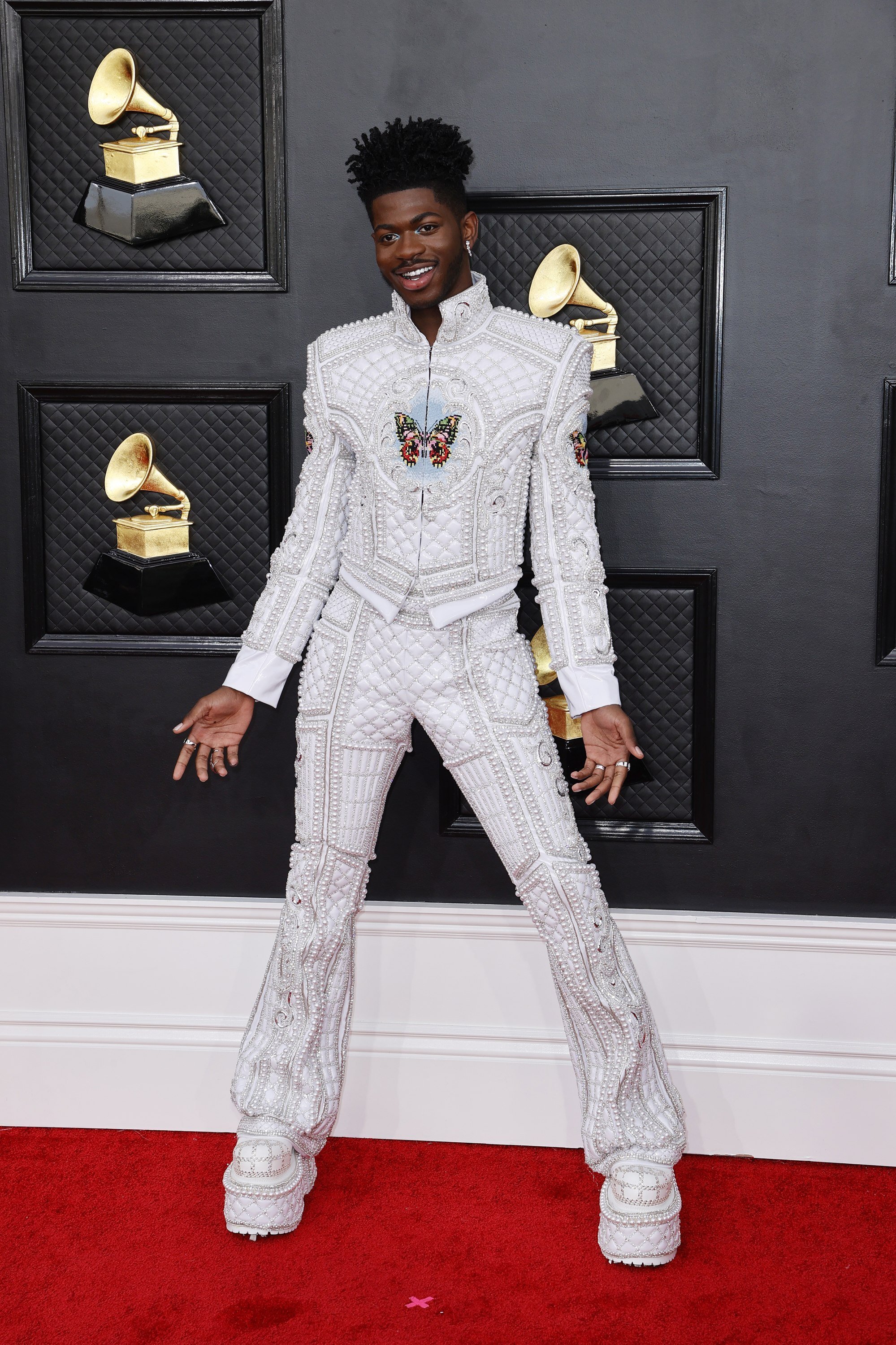 BT in Louis Vuitton at 2022 Grammys Red Carpet, Performance