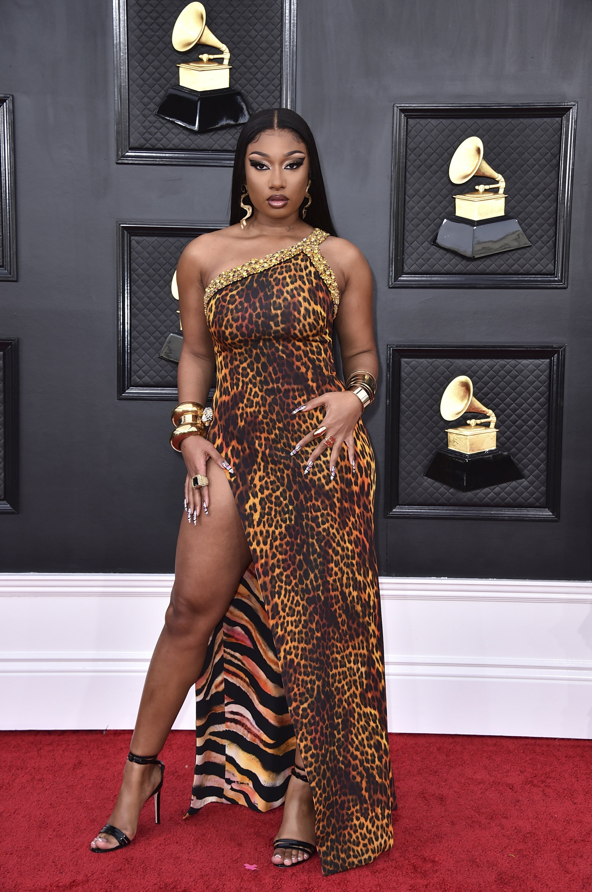 Megan Thee Stallion embodied fierce at this year’s awards – but we still prefer her Oscars gown. Photo: AP