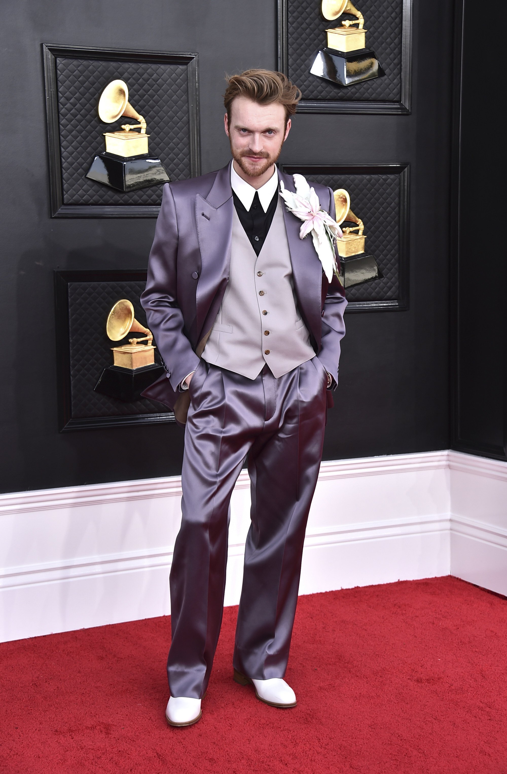 We hope Finneas O’Connell didn’t slide out of his seat in this outfit. Top marks for looking so dapper though. Photo: AP