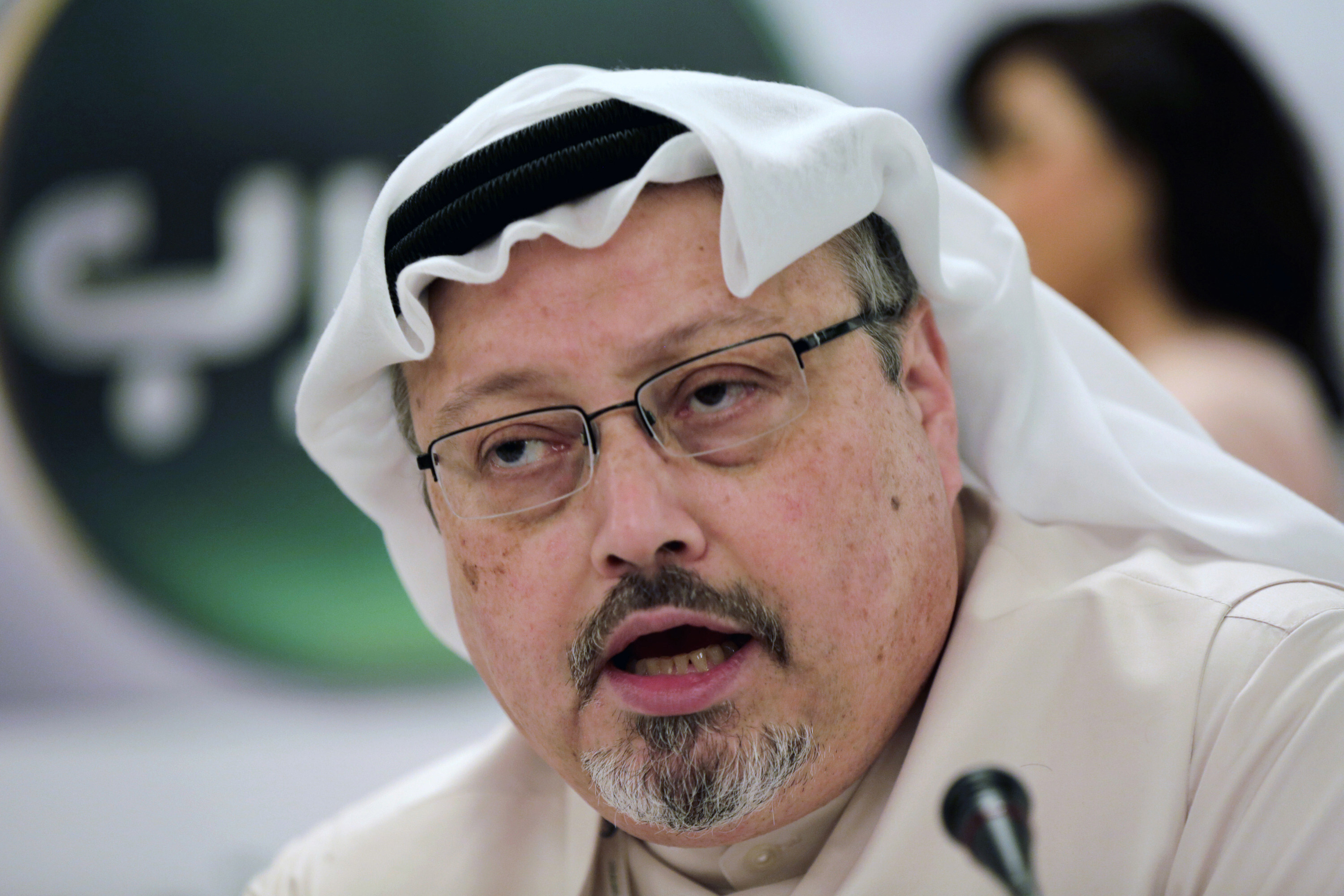 Saudi journalist Jamal Khashoggi speaks during a press conference in Bahrain in December 2014. A Turkish court halted the trial of Saudi suspects over his killing and transfered it to Saudi Arabia. Photo: AP