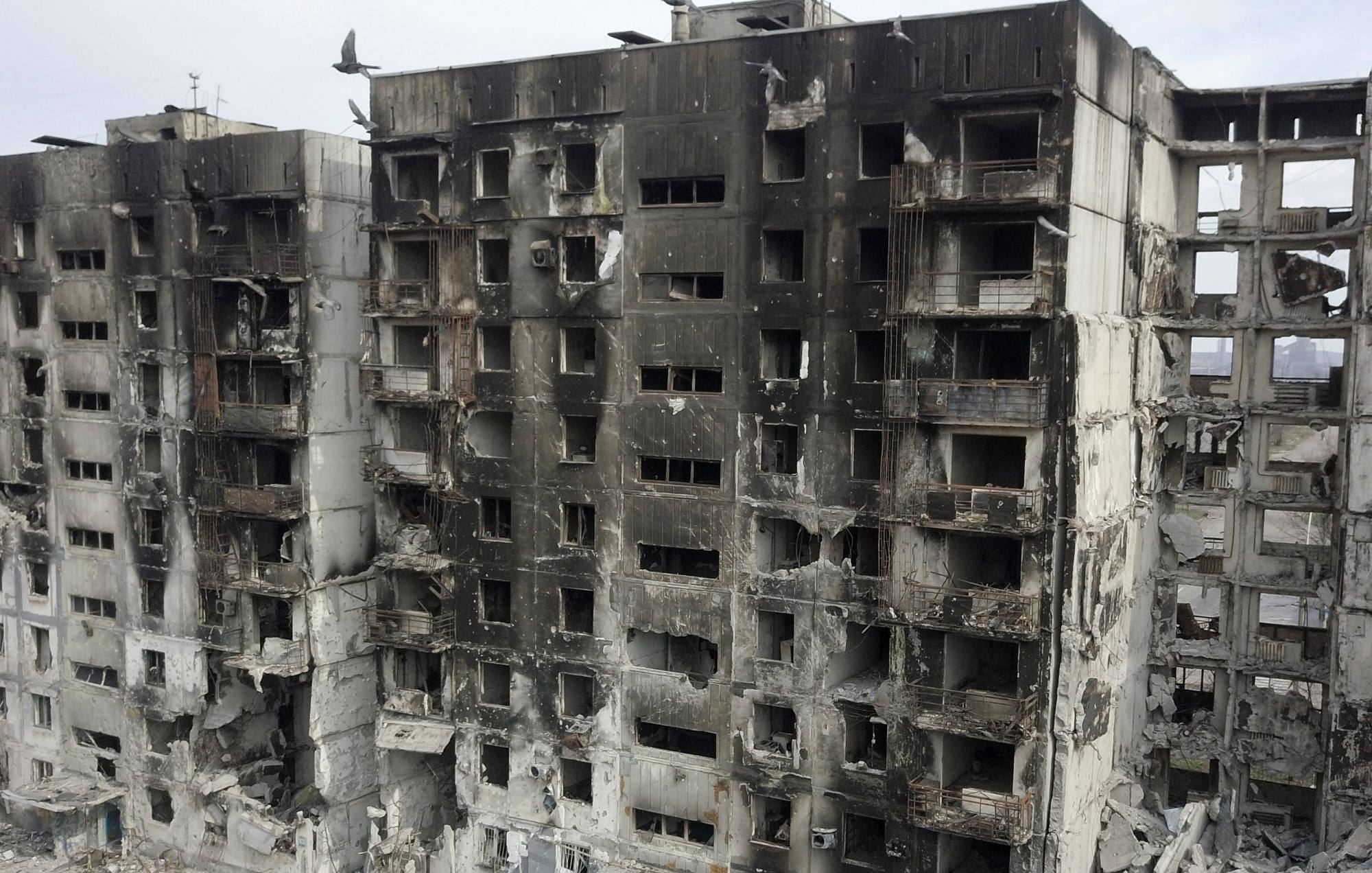 An aerial view on April 3 of residential buildings damaged by shelling in Mariupol. Photo: Reuters An aerial view on April 3 of residential buildings damaged by shelling in Mariupol. Photo: Reuters