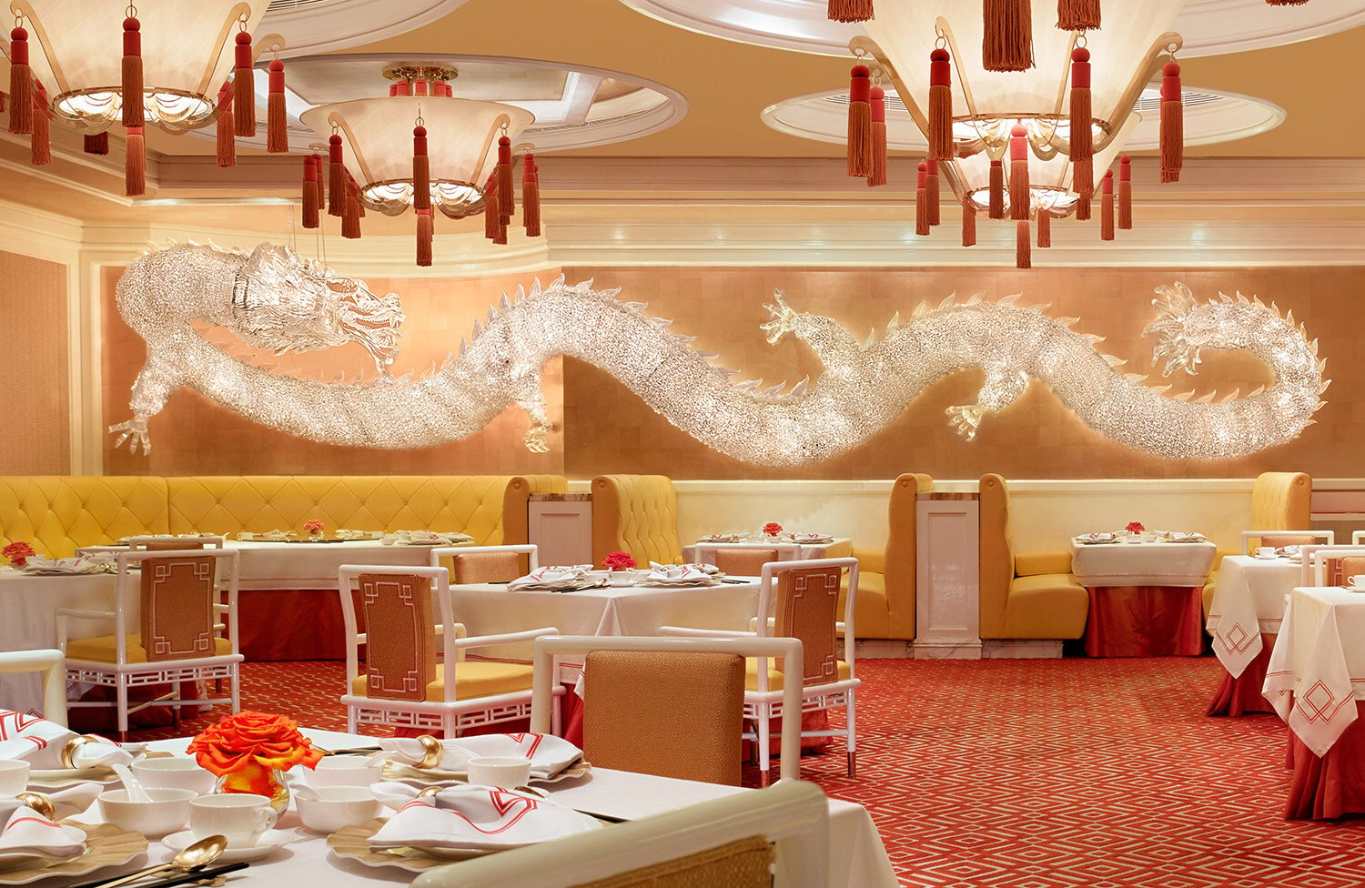 The 90,000-piece crystal dragon on the wall is an eye-catcher. Photo: Wing Lei