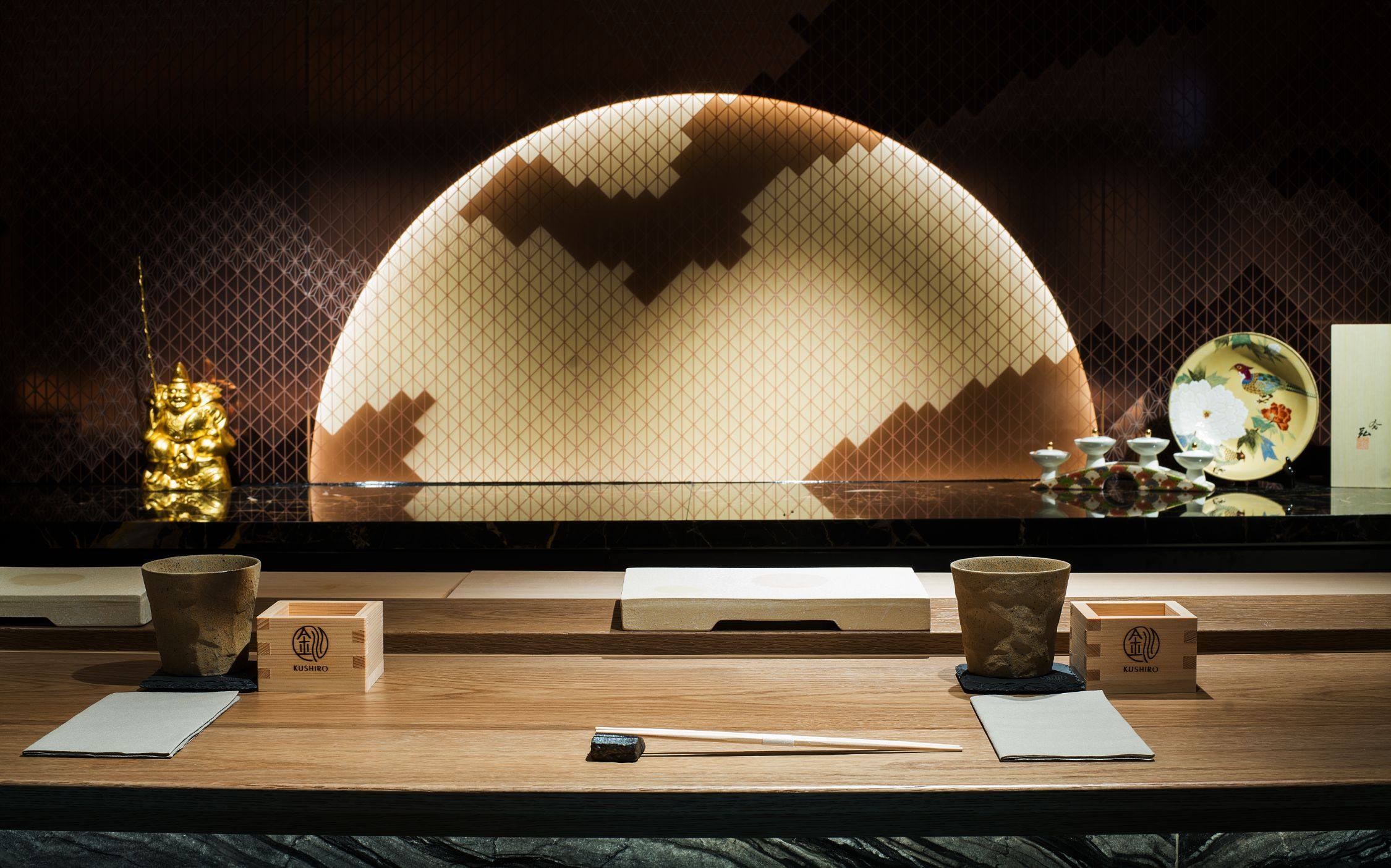 Using the concept of hua chao yue xi, Kushiro’s design combines Japanese garden style interior with images of different moon phases. Photo: Kushiro