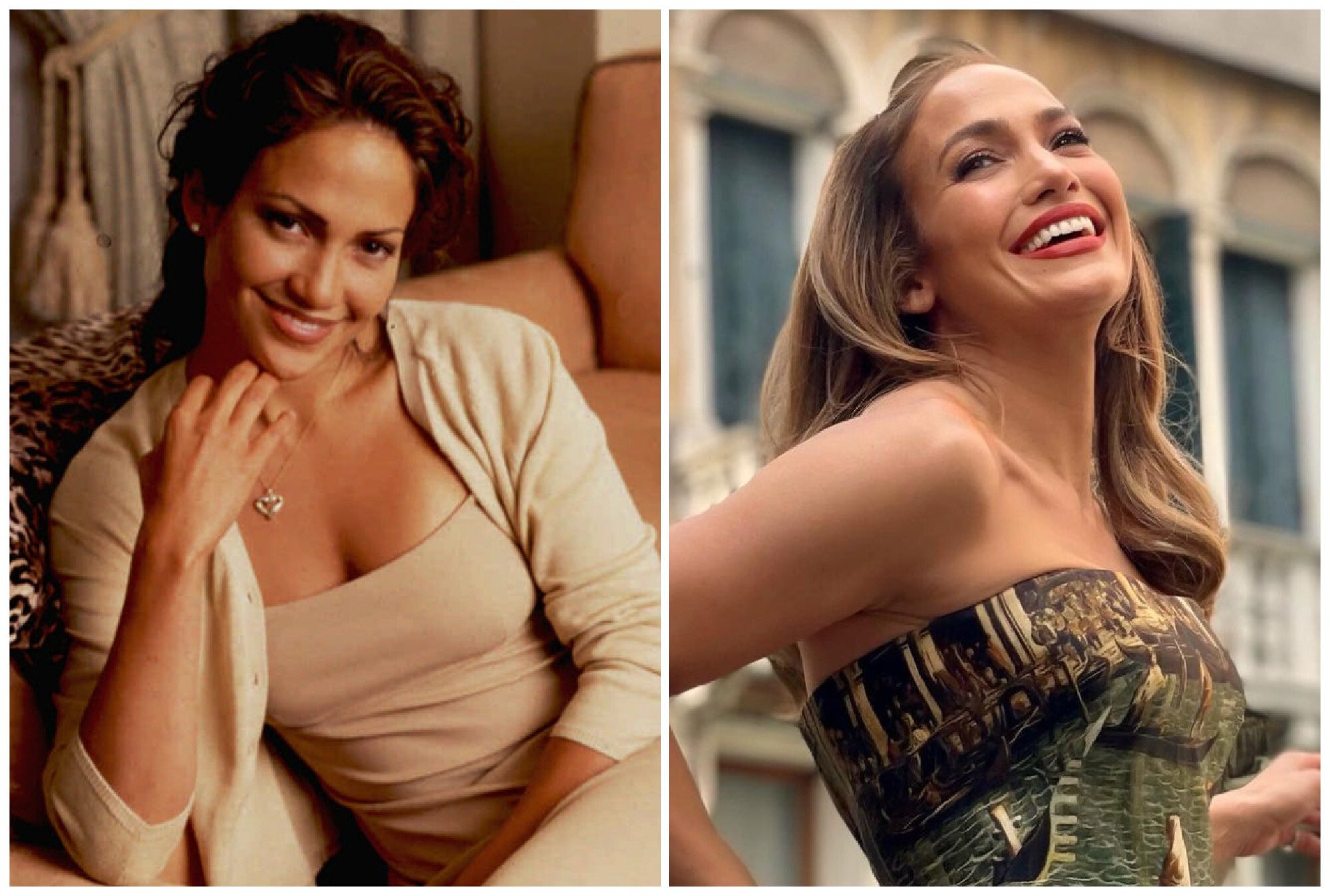 Jennifer Lopez, sau đó và bây giờ.  Ảnh: AP, @ jlo / Instagram