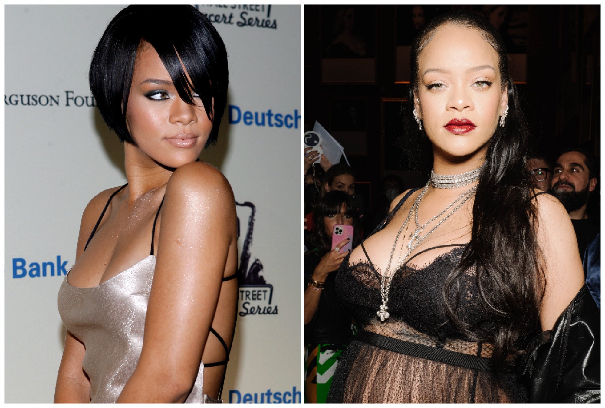 Rihanna, sau đó và bây giờ.  Ảnh: AP, Handout