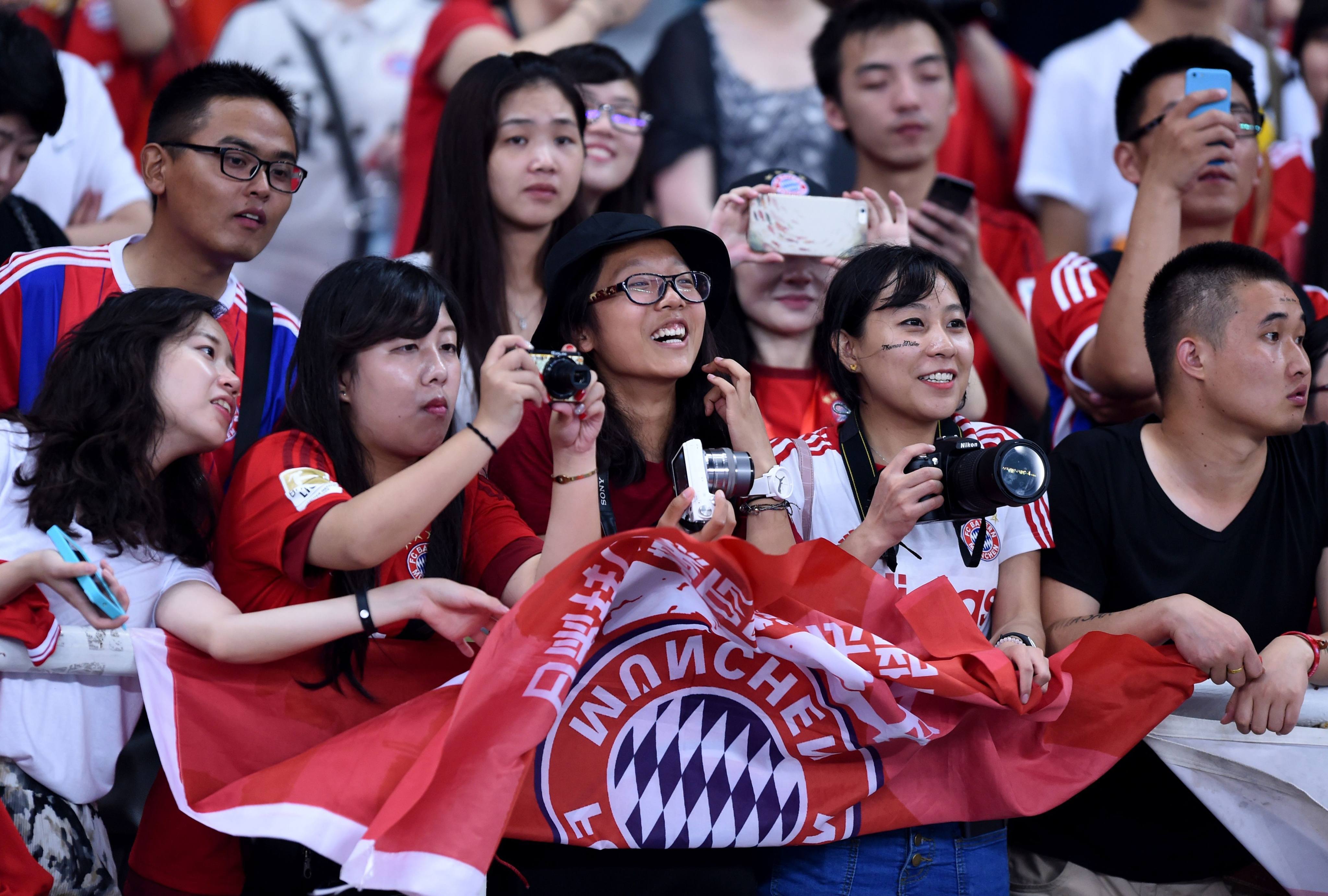 Bayern Munich fans from China at a pre-season team training session event in Shanghai. Photo: AFP   