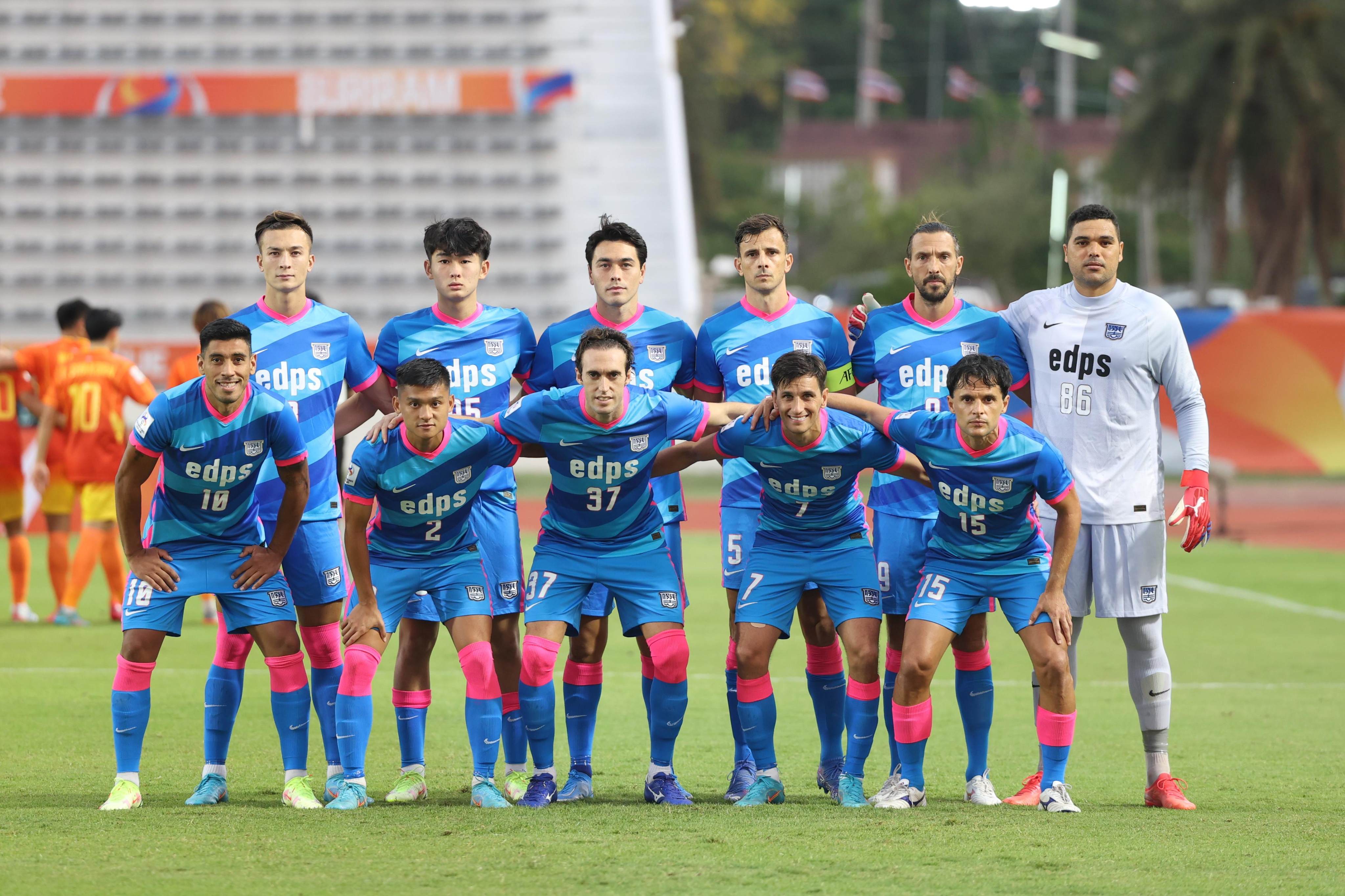 The Kitchee starting team before the AFC Champions League group game against Chiangmai United at the Buriram City Stadium in Thailand. Photo: Kitchee