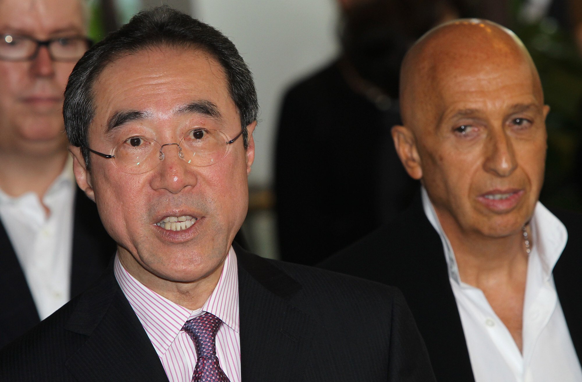 West Kowloon Cultural District Authority Chairman Henry Tang (left) and entertainment tycoon Allan Zeman are among members of John Lee’s campaign team. Photo: David Wong