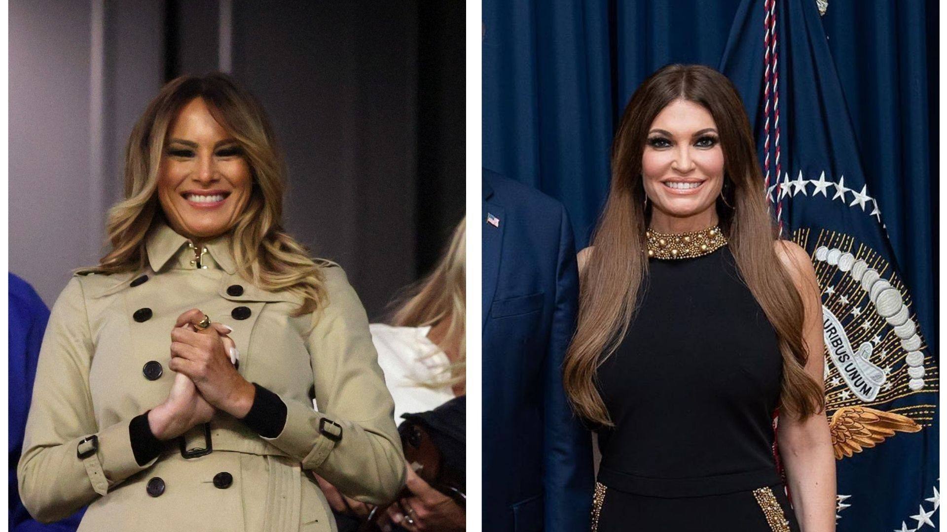 Melania Trump is in fact two years younger than Kimberly Guilfoyle, who will become part of the Trump family when she marries Donald Jr. Photos: AFP, @kimberlyguilfoyle/Instagram