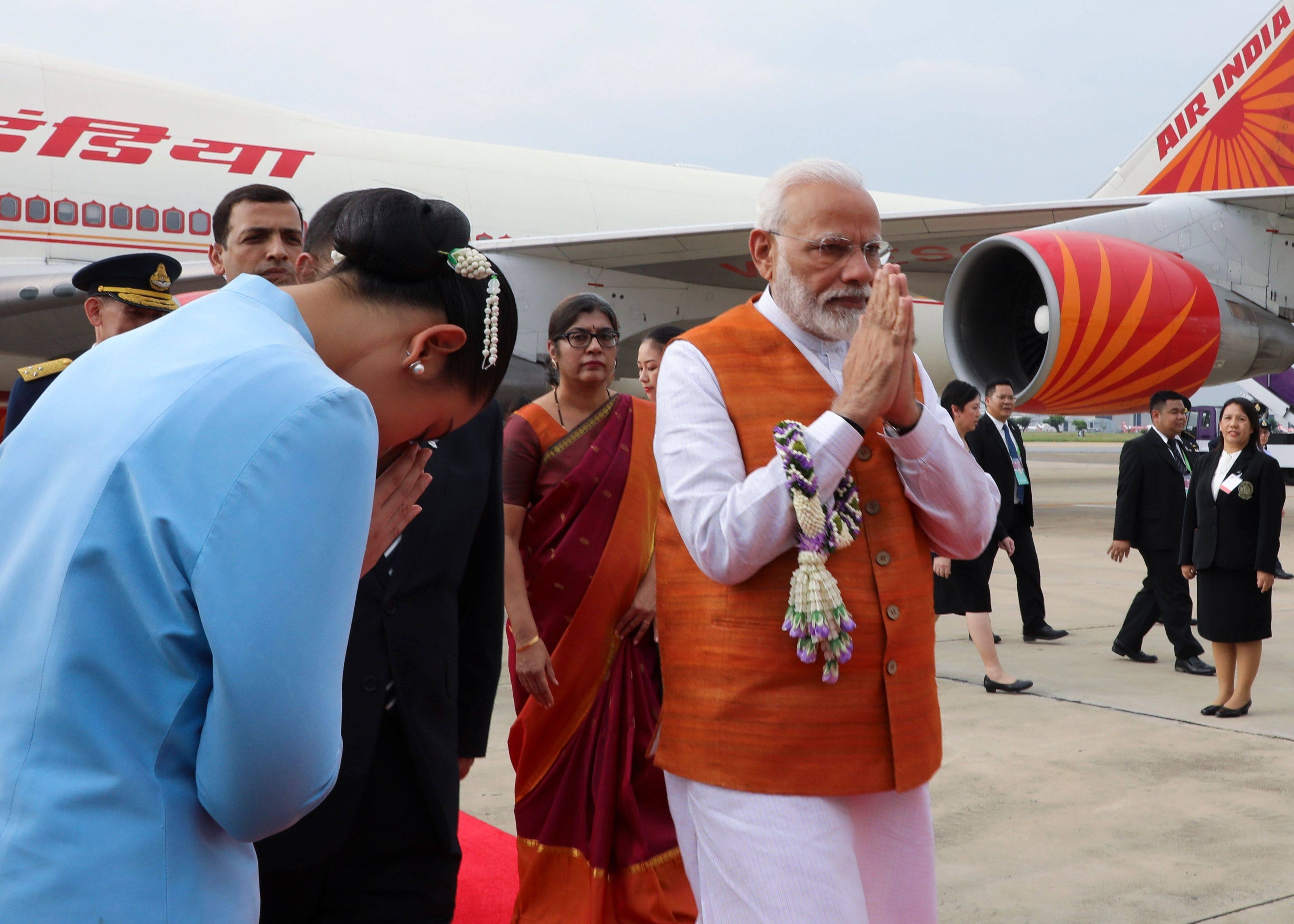 India’s Prime Minister Narendra Modi arrives at Don Mueang International Airport for the 35th Asean summit in Bangkok on November 2, 2019. Photo: AFP/ 35th Asean 2019 Summit Secretariat