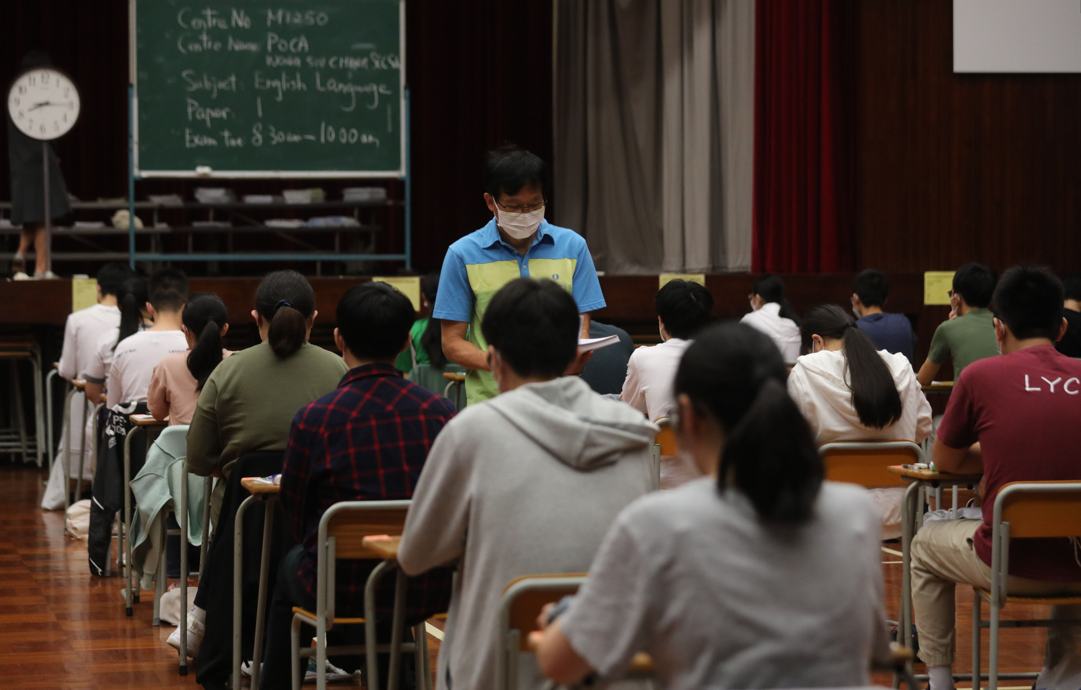 Students sit the Diploma of Secondary Education English exam at a school in Tsuen Wan on April 22.  Photo: Xiaomei Chen