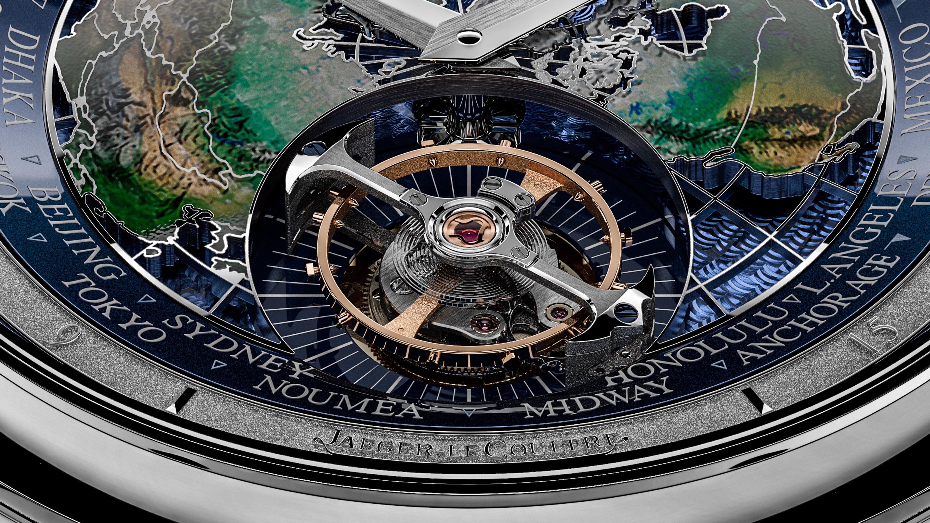 Jaeger-LeCoultre’s Master Grande Tradition Calibre 948 combines a world-time complication with a flying tourbillon in a breathtakingly beautiful watch. Photo: Jaeger-LeCoultre