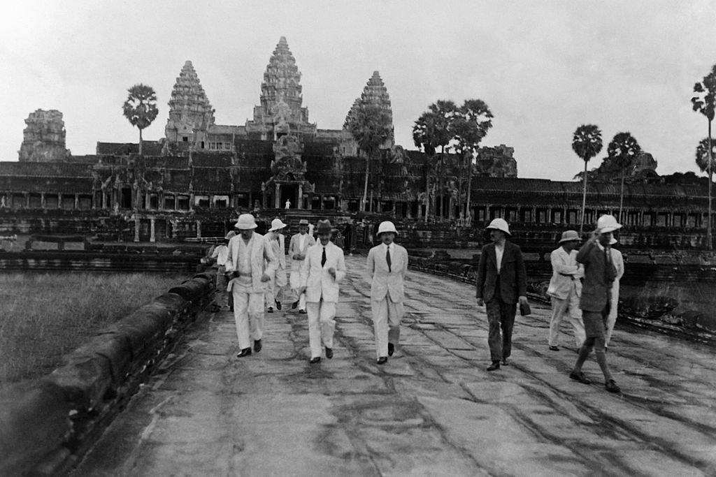 A French delegation visits Angkor Wat  in the 1930s. New novel The Zero Season is set in 1949, split between a soon-to-be independent Cambodia and a Paris still recovering from occupation. Photo: Gamma-Keystone via Getty Images