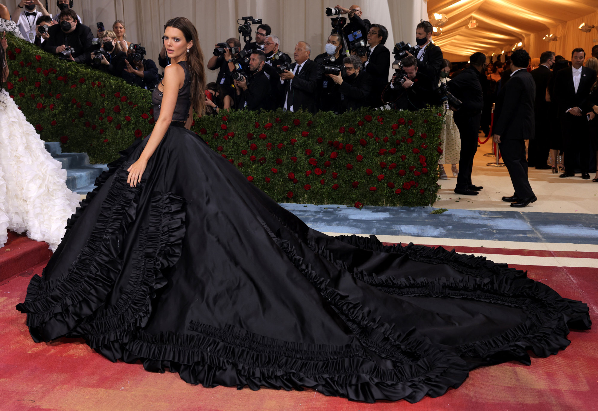 Kendall Jenner wore a long Prada dress for her Met Gala 2022 outfit. Photo: Reuters