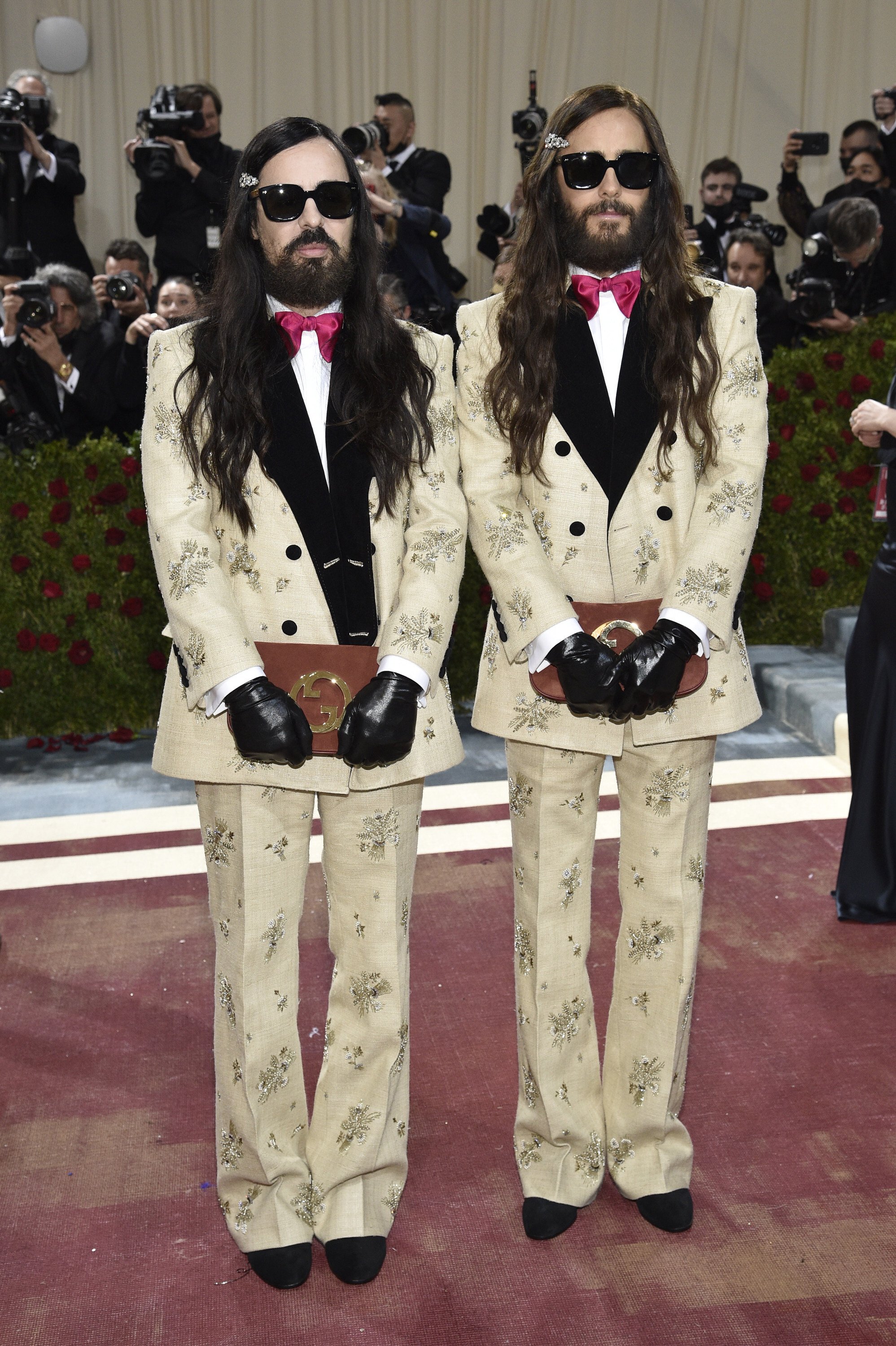 Jared Leto, right, and Alessandro Michele went for a twins look in head-to-toe Gucci as they attend The Metropolitan Museum of Art’s Costume Institute benefit gala. Photo: AP