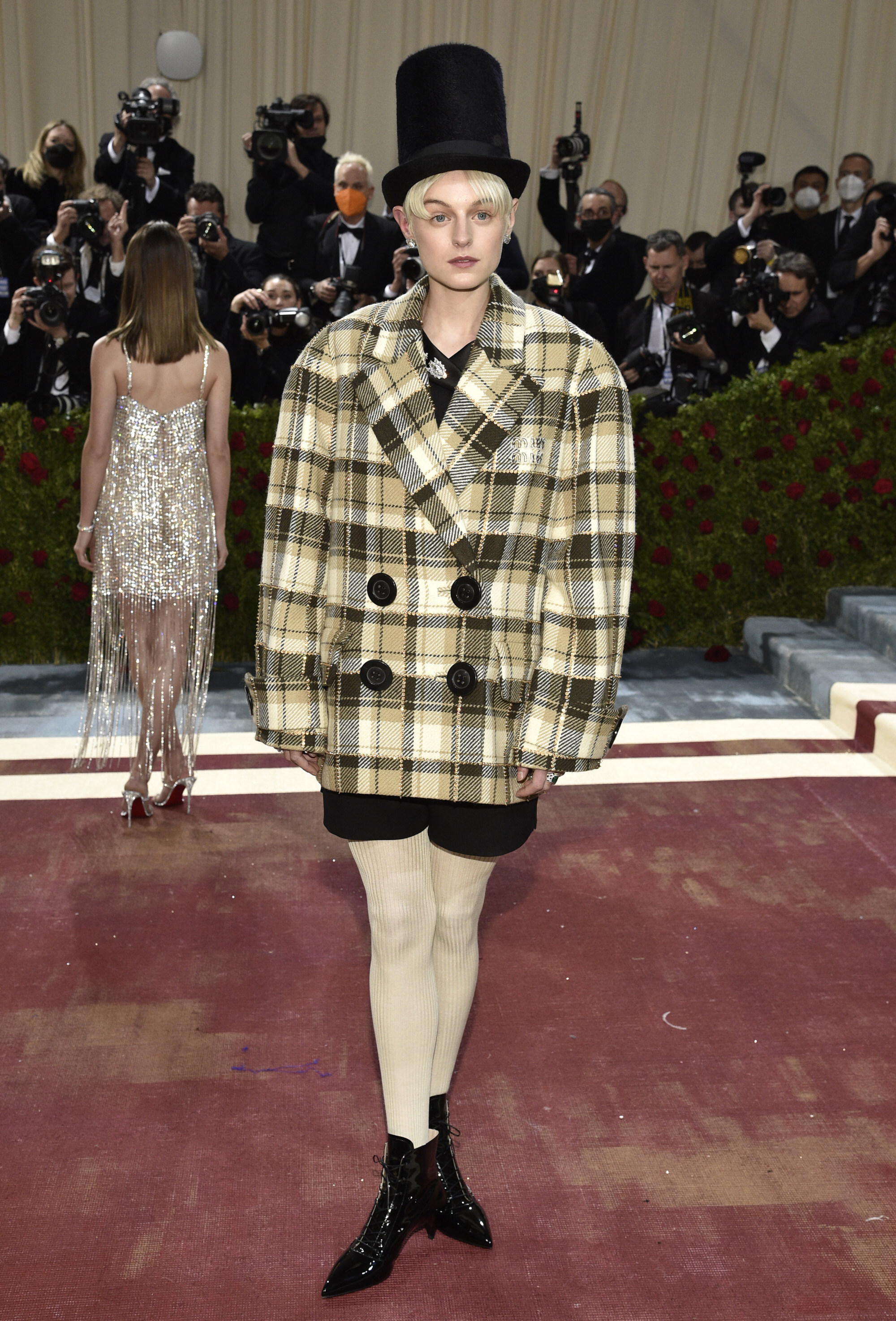 Emma Corrin wore Miu Miu at the Met Gala. Photo: AP