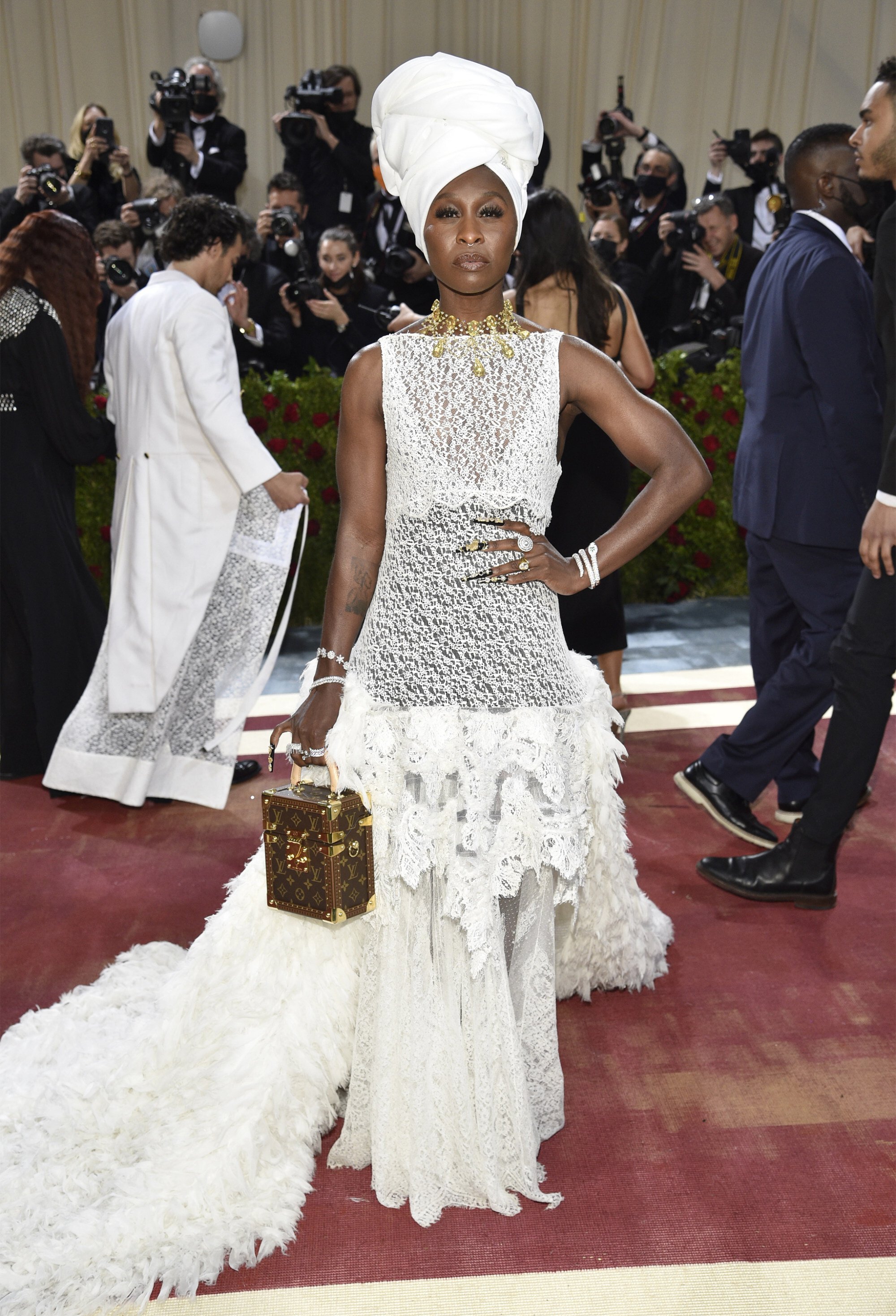 Cynthia Erivo wore Louis Vuitton for her red carpet appearance. Photo: AP