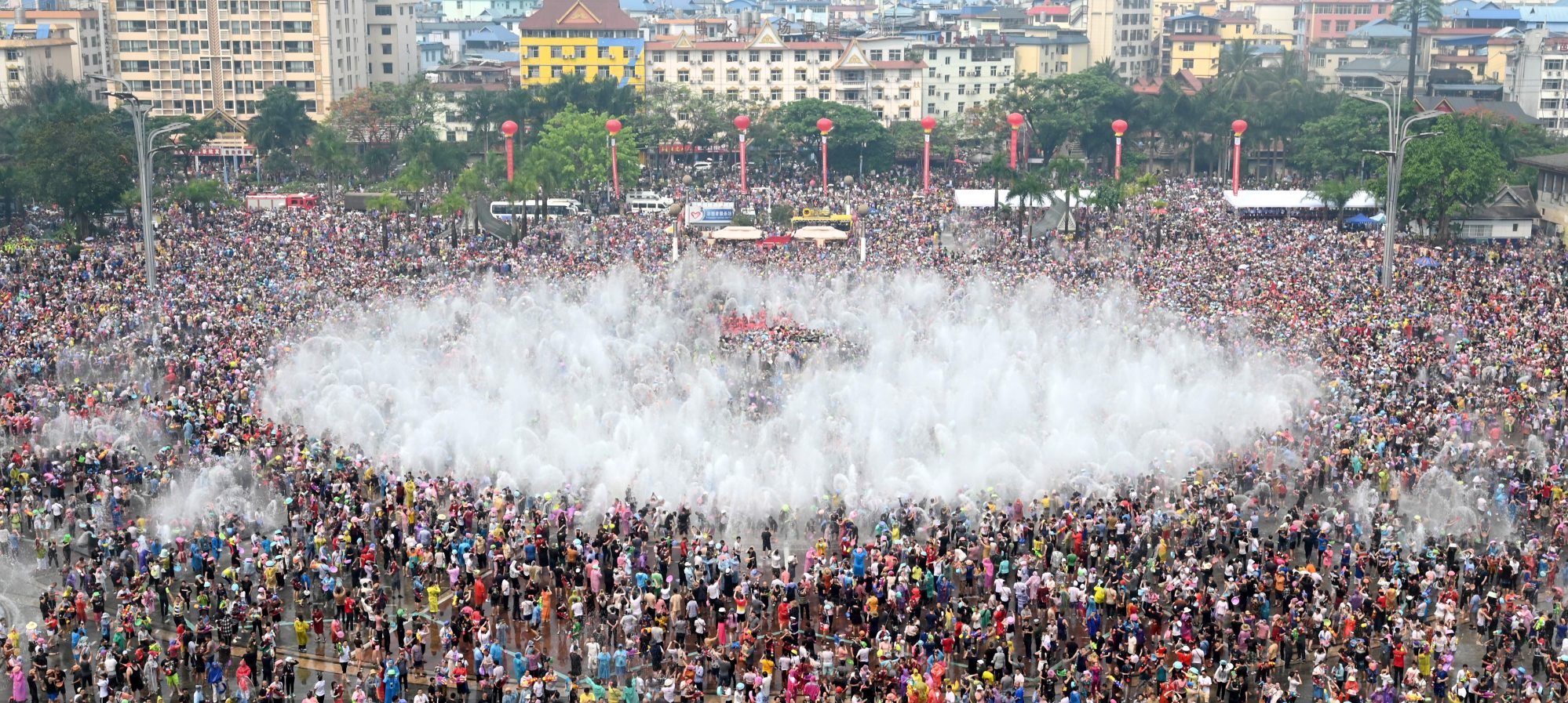 Water-sprinkling festival in Jinghong city of Xishuangbanna in April 2019. Photo: Xinhua