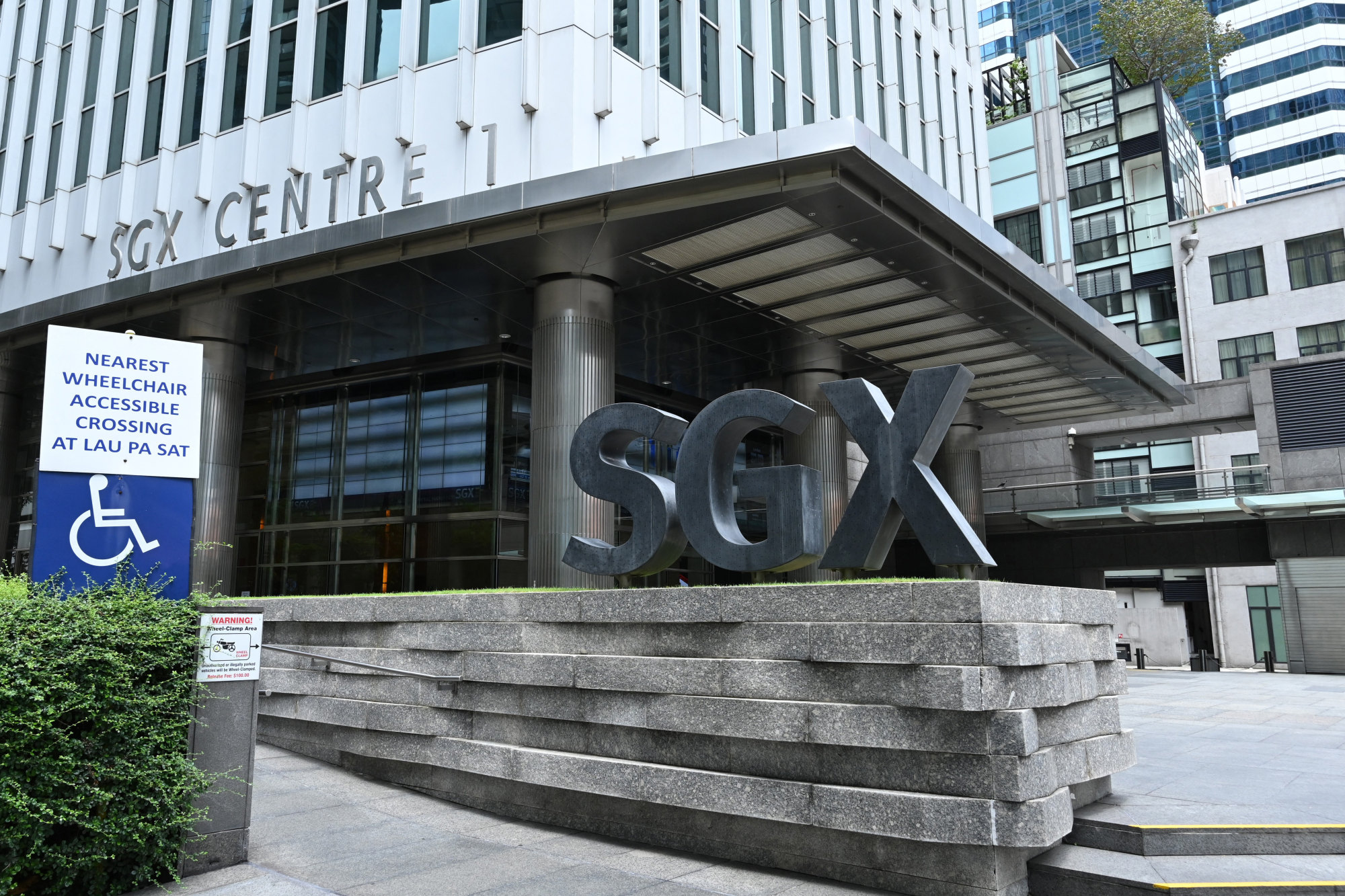 The Singapore Exchange (SGX) stock exchange building in the central business district in Singapore on April 7, 2020. Photo: AFP