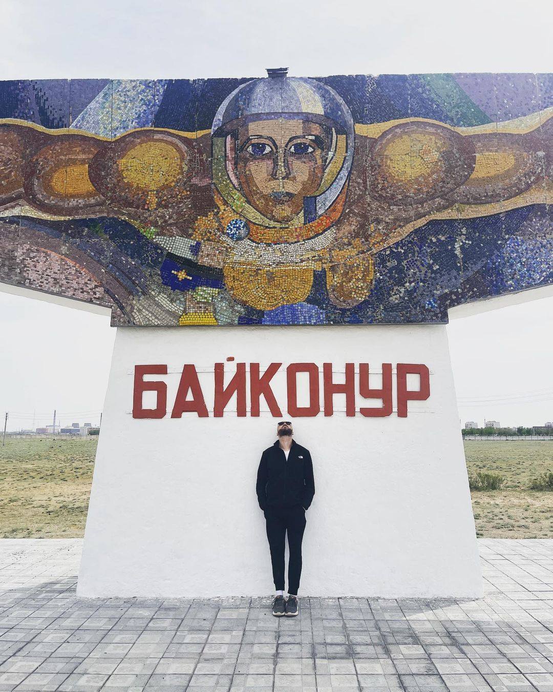 Benjamin Rich poses at the Baikonur Cosmodrome in Kazakhstan. Photo: Instagram/@realbaldandbankrupt
