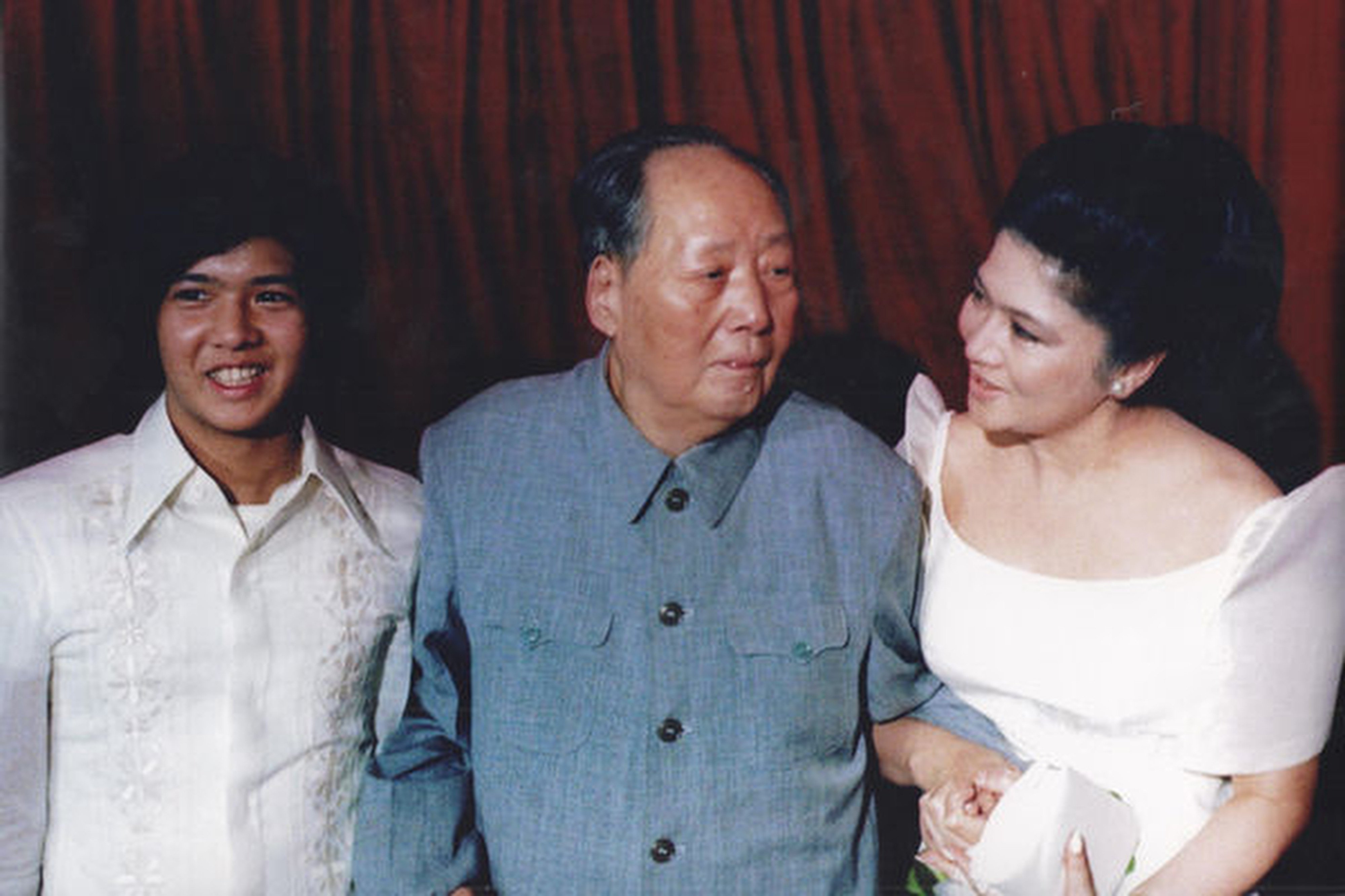 Mao Zedong meets Bongbong Marcos and his mother Imelda Marcos in 1974. File photo: Handout