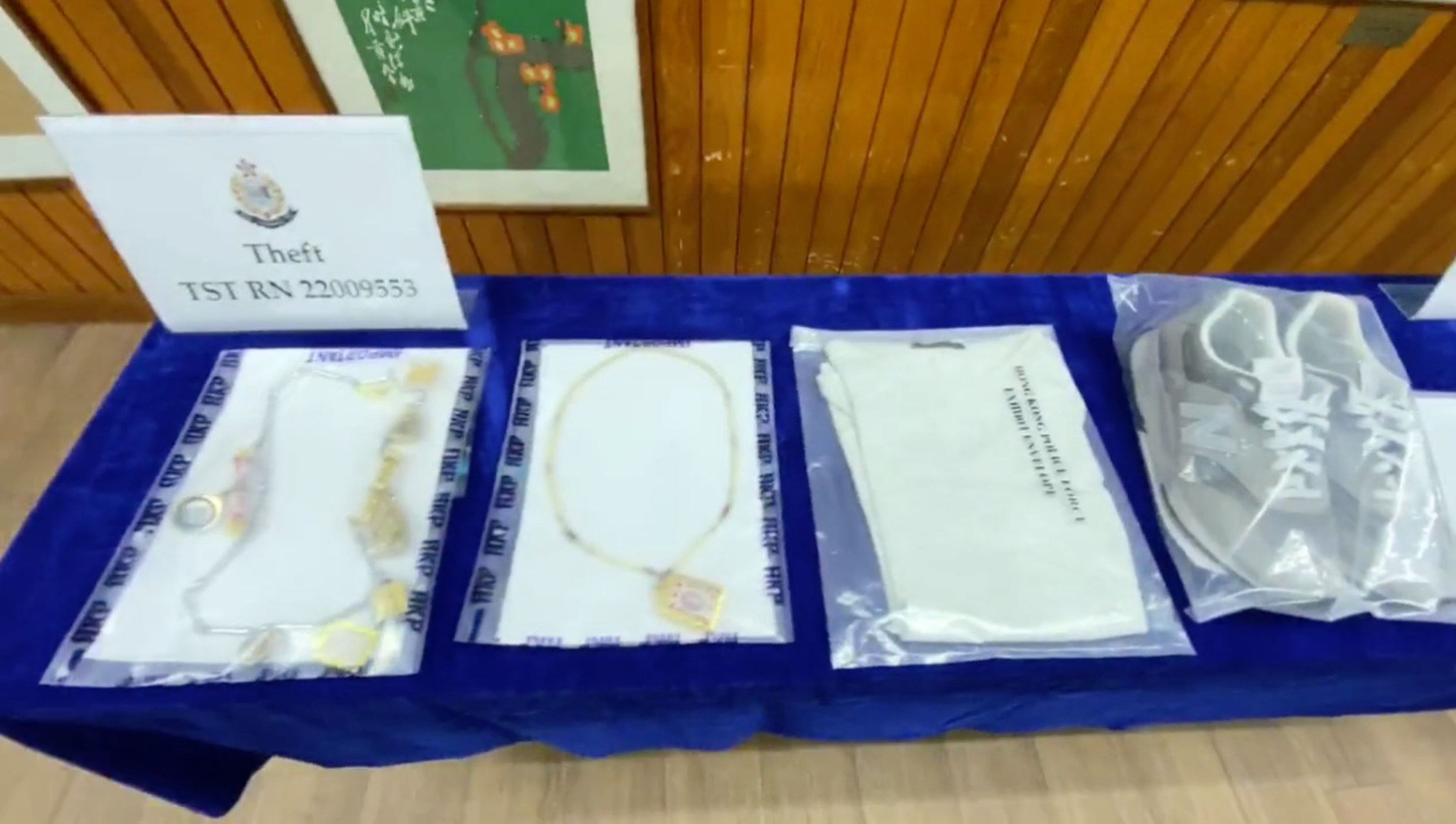 Officers seized a mobile phone, necklaces and clothes the man was allegedly wearing at the time of the bogus transaction during the arrest on Tuesday. Photo: Facebook