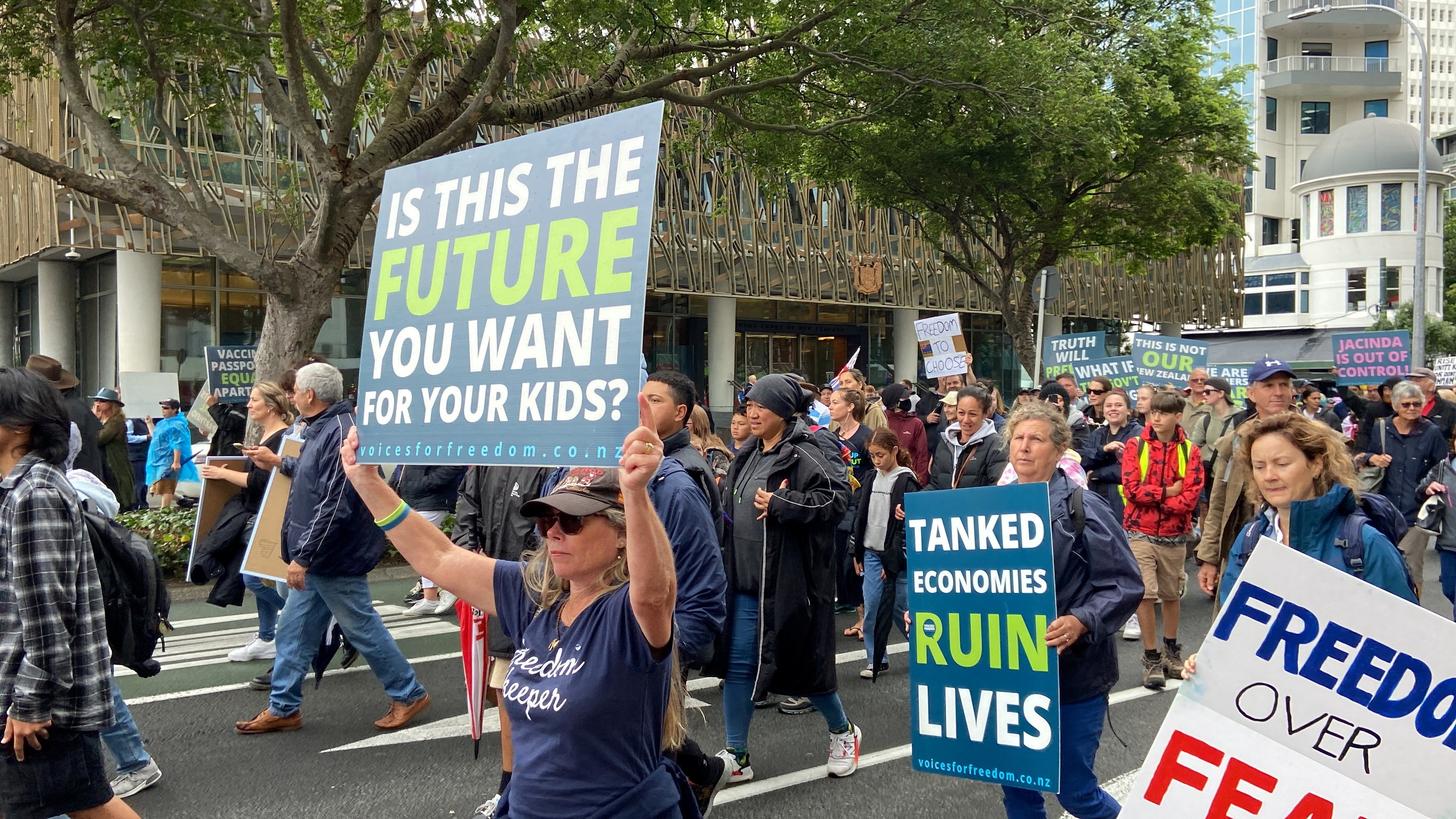 Anti-vaccine mandate protesters in New Zealand. Photo: Reuters