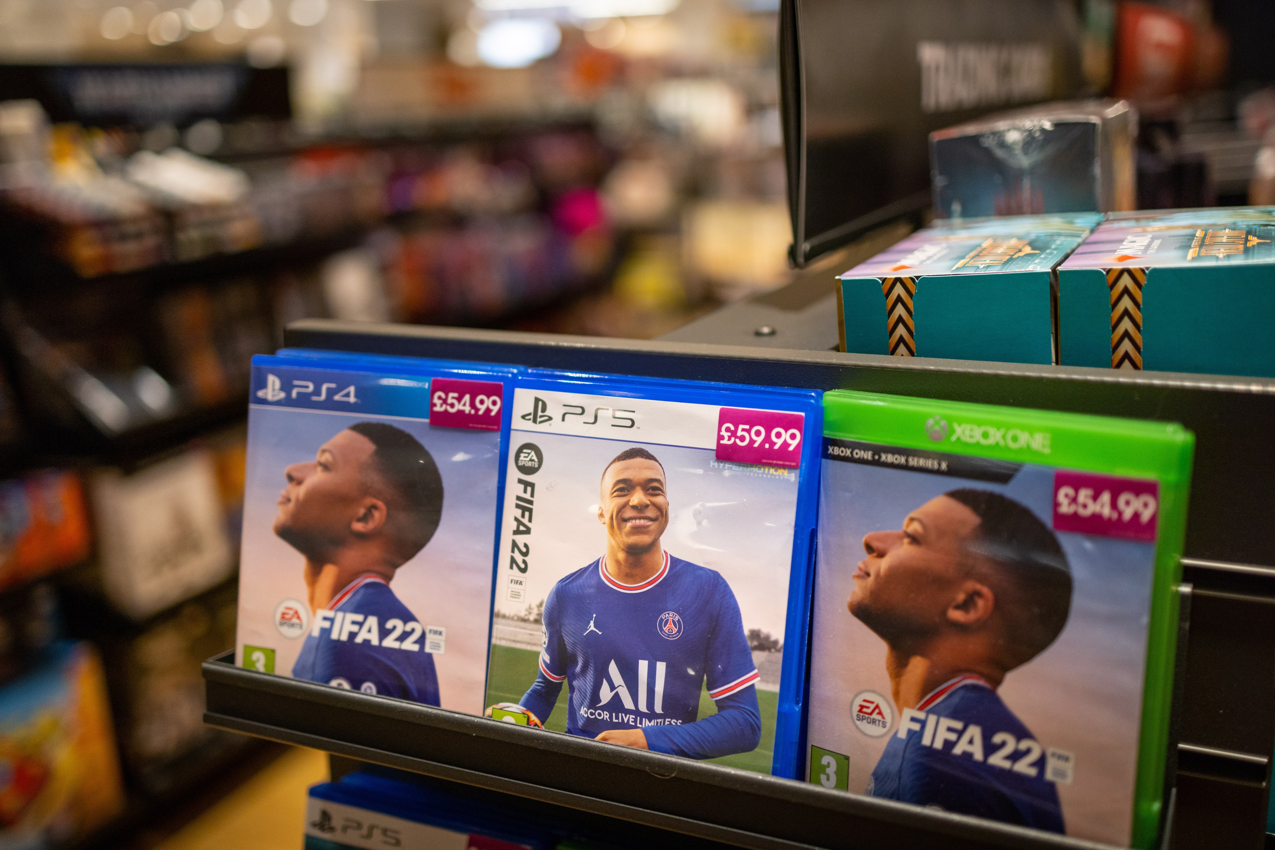 France forward Kylian Mbappe features on the cover of FIFA 22, which was made by EA Sports. Photo: EPA-EFE