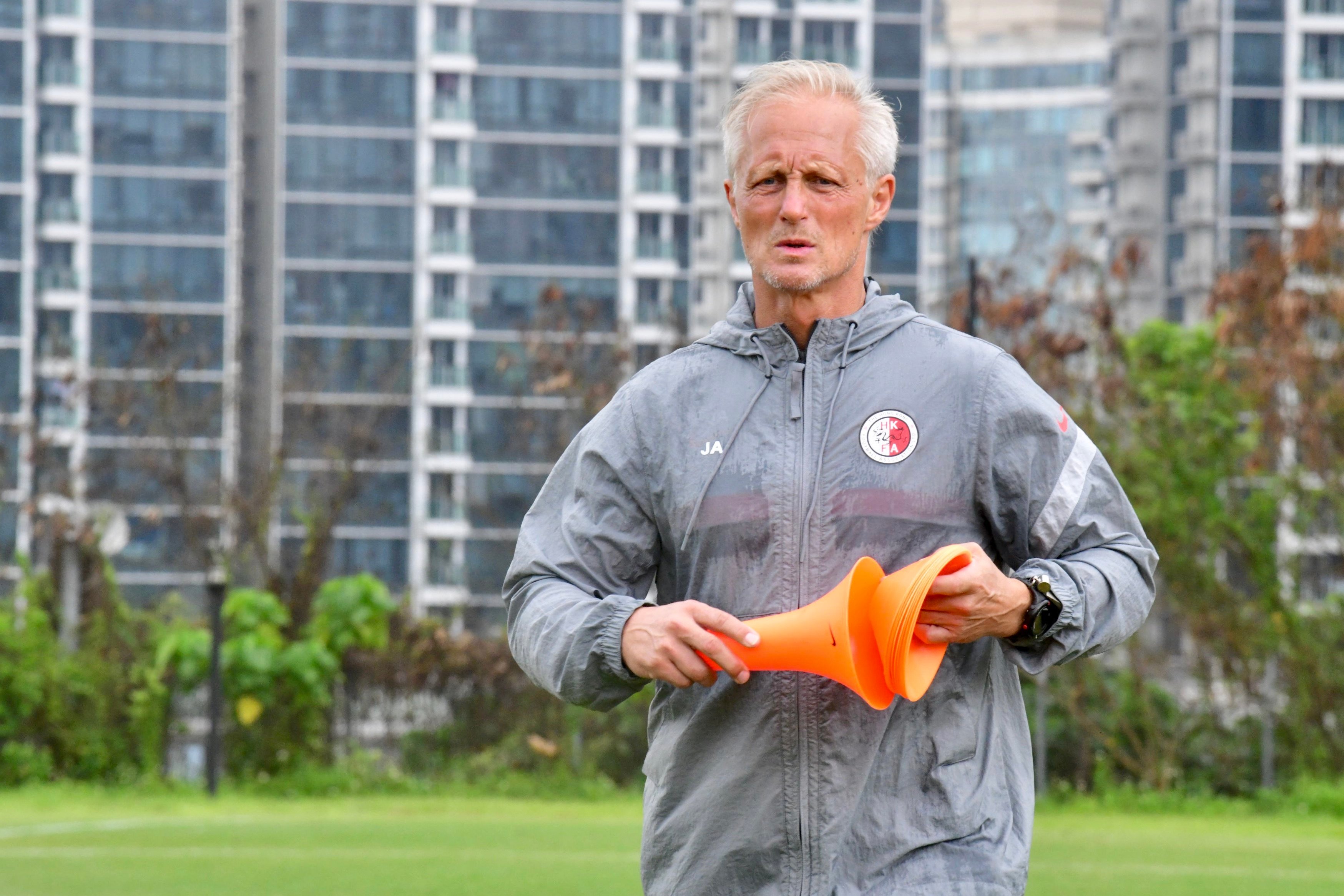 Hong Kong coach Jorn Andersen at training as he prepares for the Asian Cup qualifiers. Photo: Chan Kin-wa   