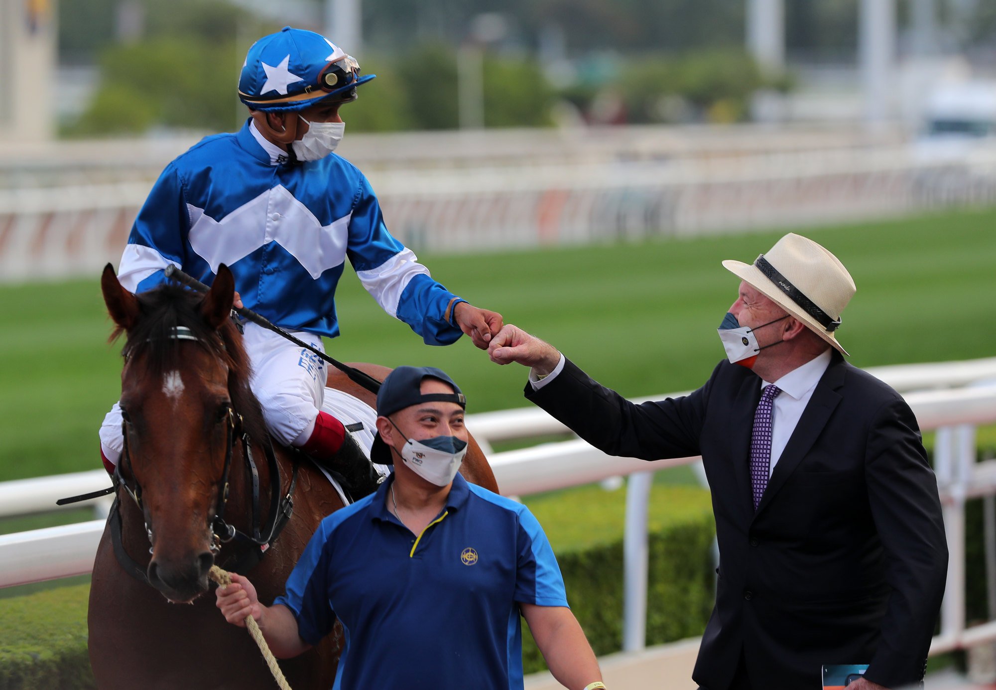 Trainer David Hayes and jockey Karis Teetan celebrate Lucky With You’s victory last month.