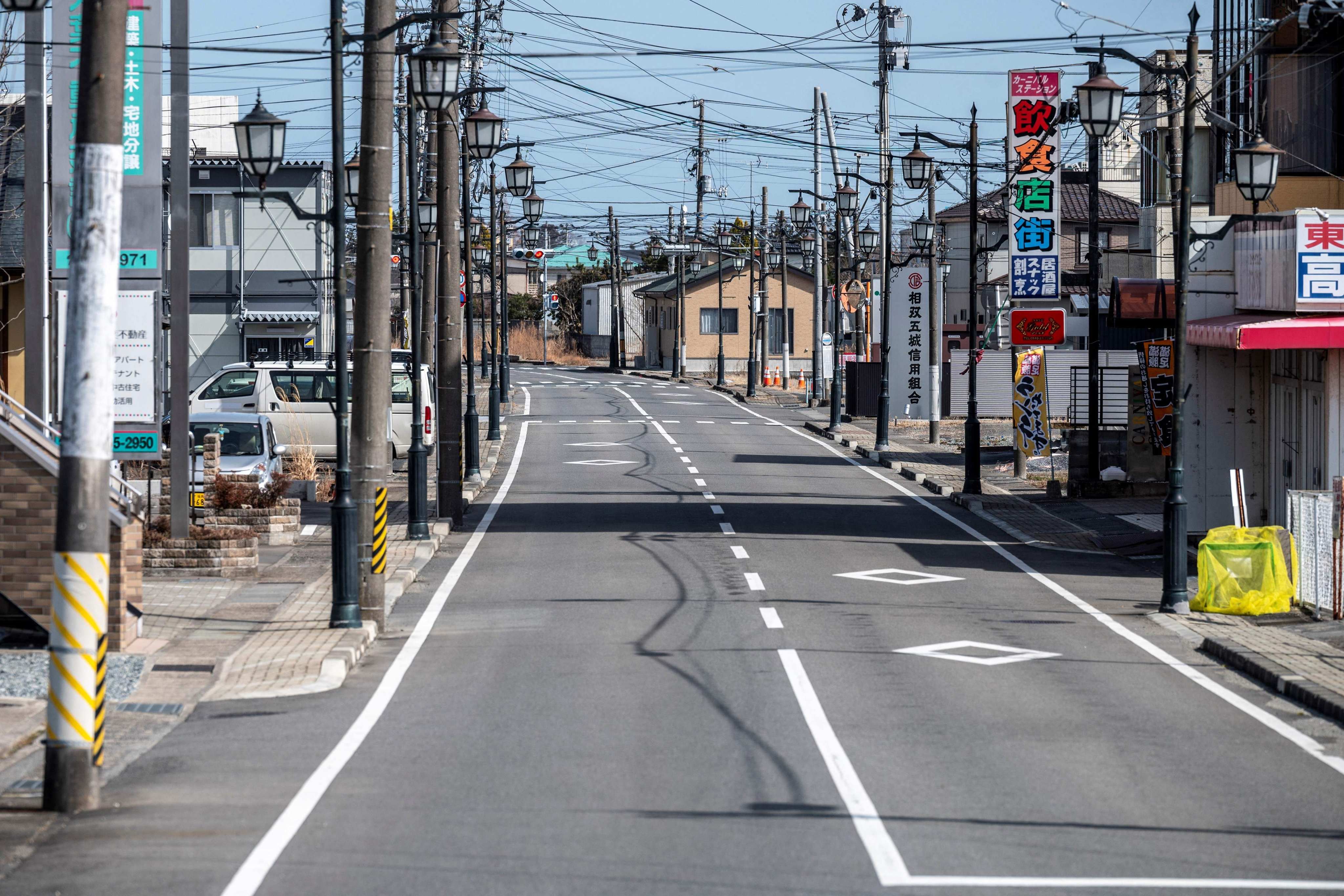 The main street of Namie, Fukushima Prefecture, a town which was part of an exclusion zone around the Fukushima Daiichi nuclear plant following the nuclear disaster in 2011 but has since partially reopened. Photo: AFP